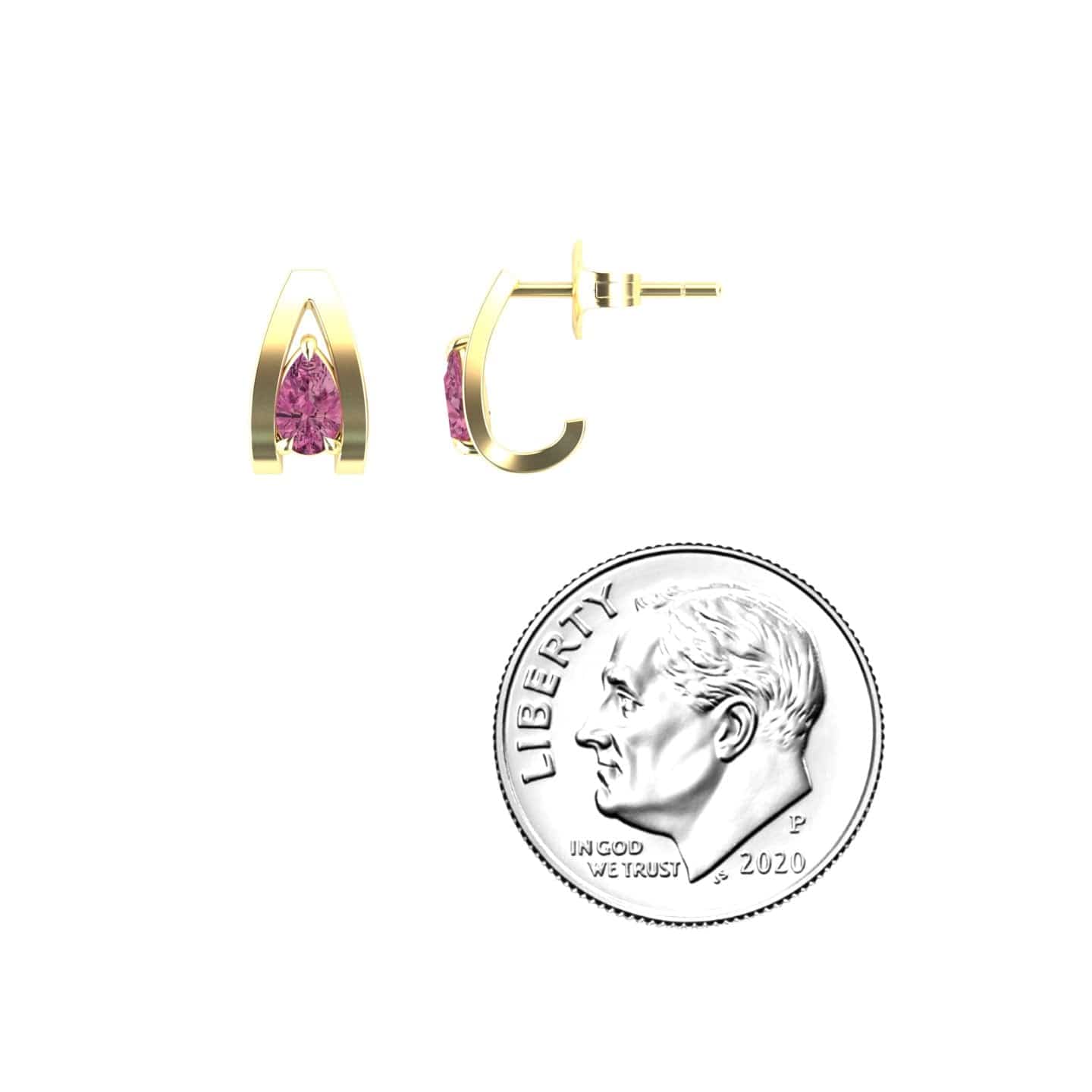 Pink Tourmaline Huggie Earrings - Yamini
