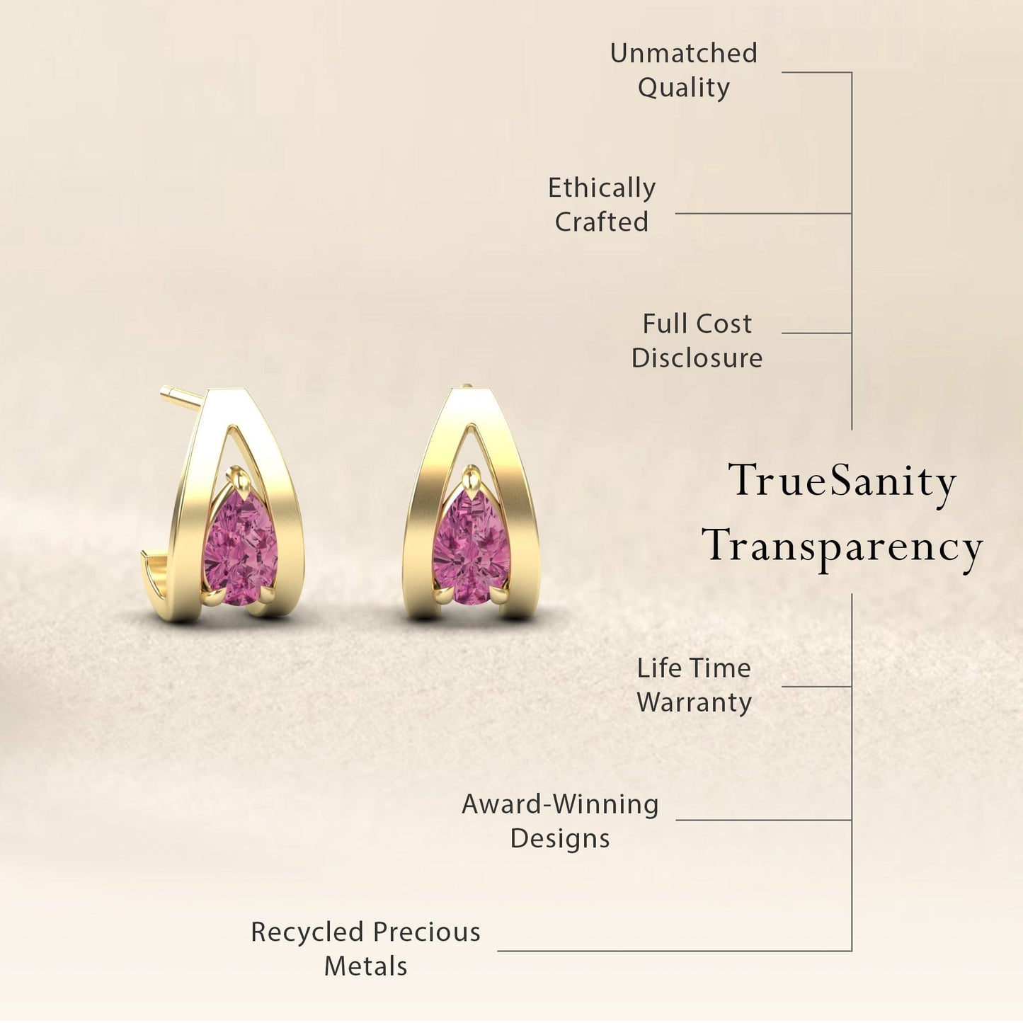 Pink Tourmaline Huggie Earrings - Yamini