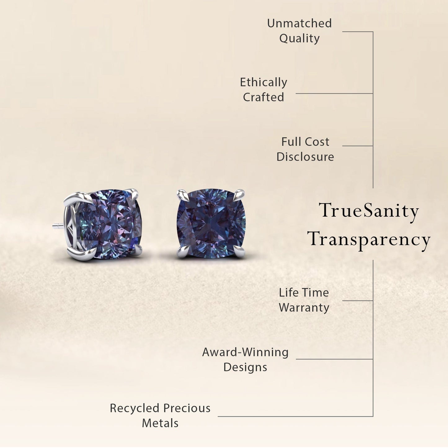 Lab Grown Alexandrite Stud Earrings - Deborah