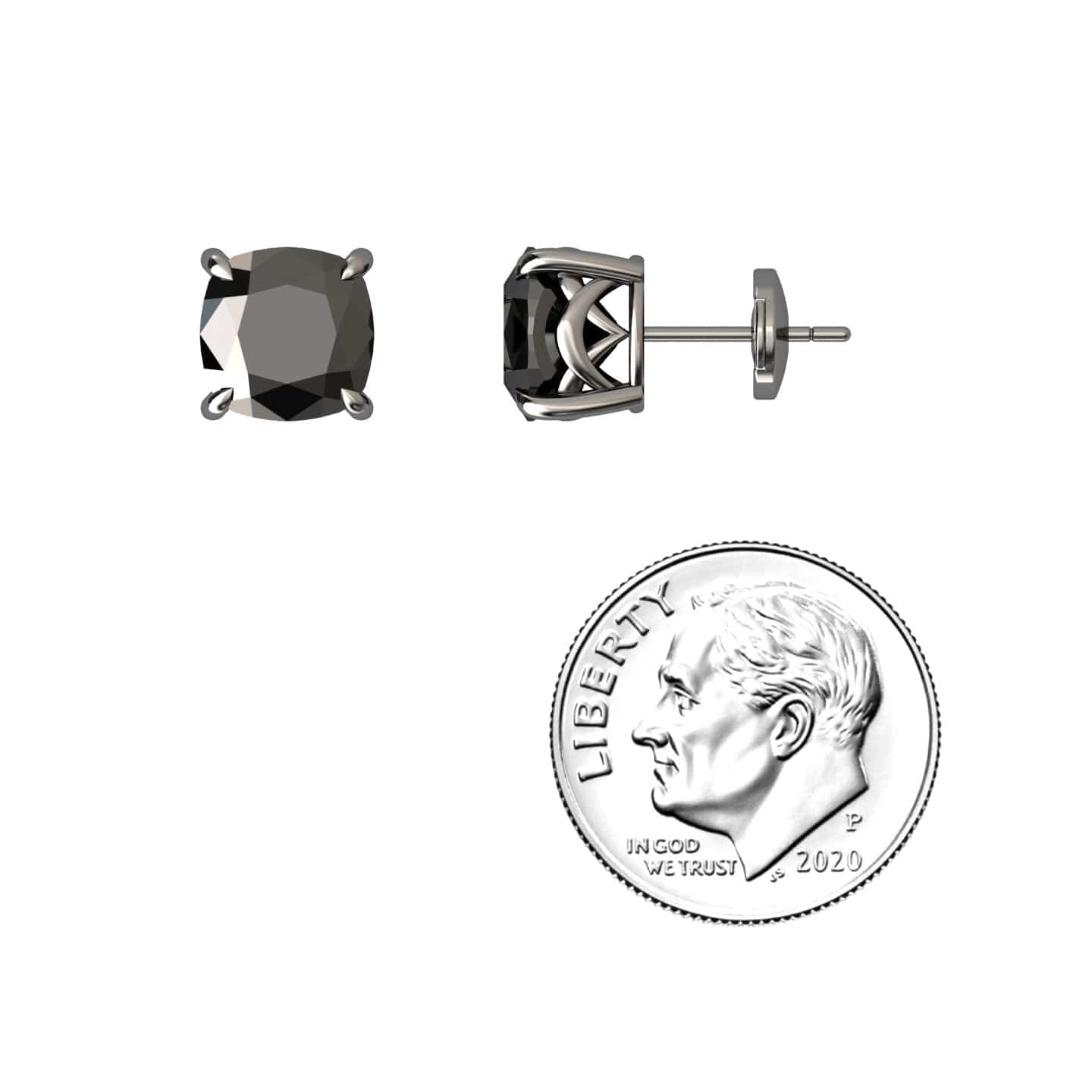 Black Diamond Men's Stud Earrings - Deborah