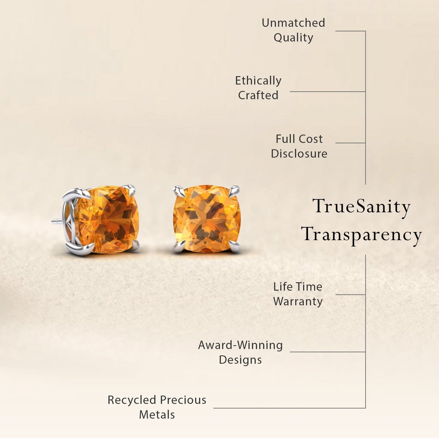 Citrine Stud Earrings - Deborah