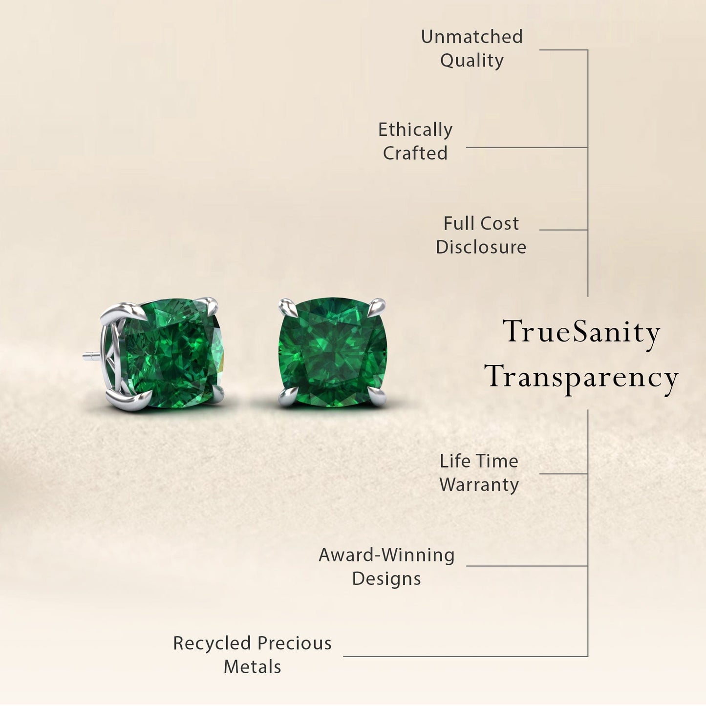 Lab Grown Emerald Stud Earrings - Deborah