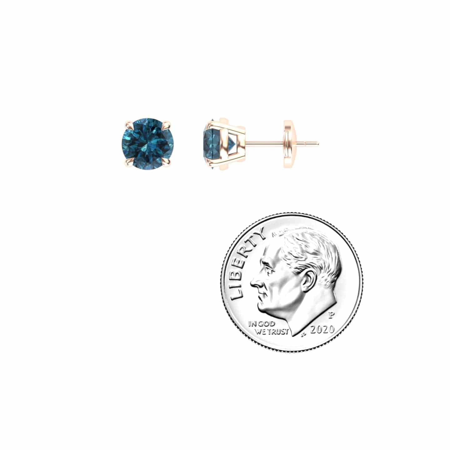 Blue Diamond Stud Earrings - Gauri