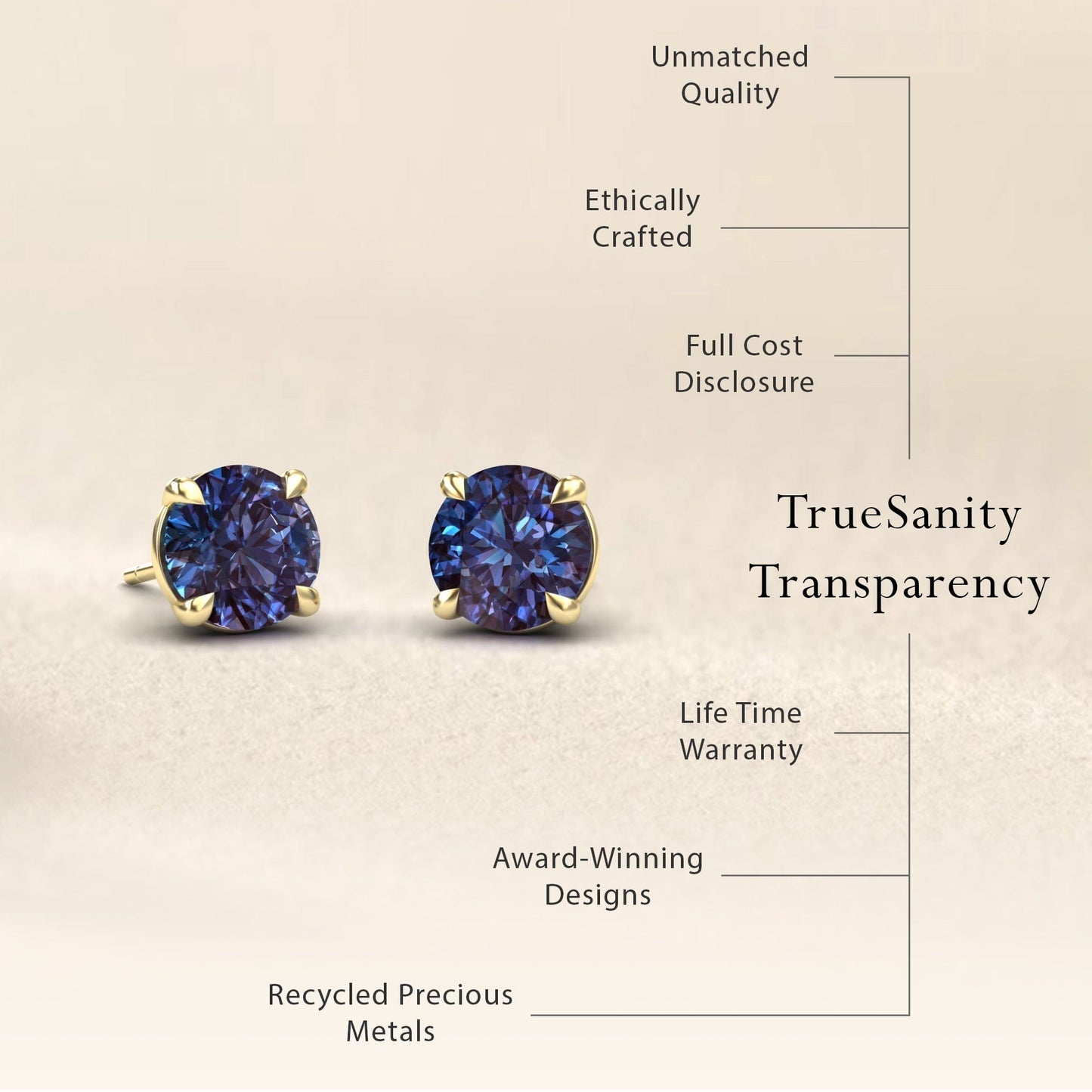 Lab Grown Alexandrite Stud Earrings - Gauri