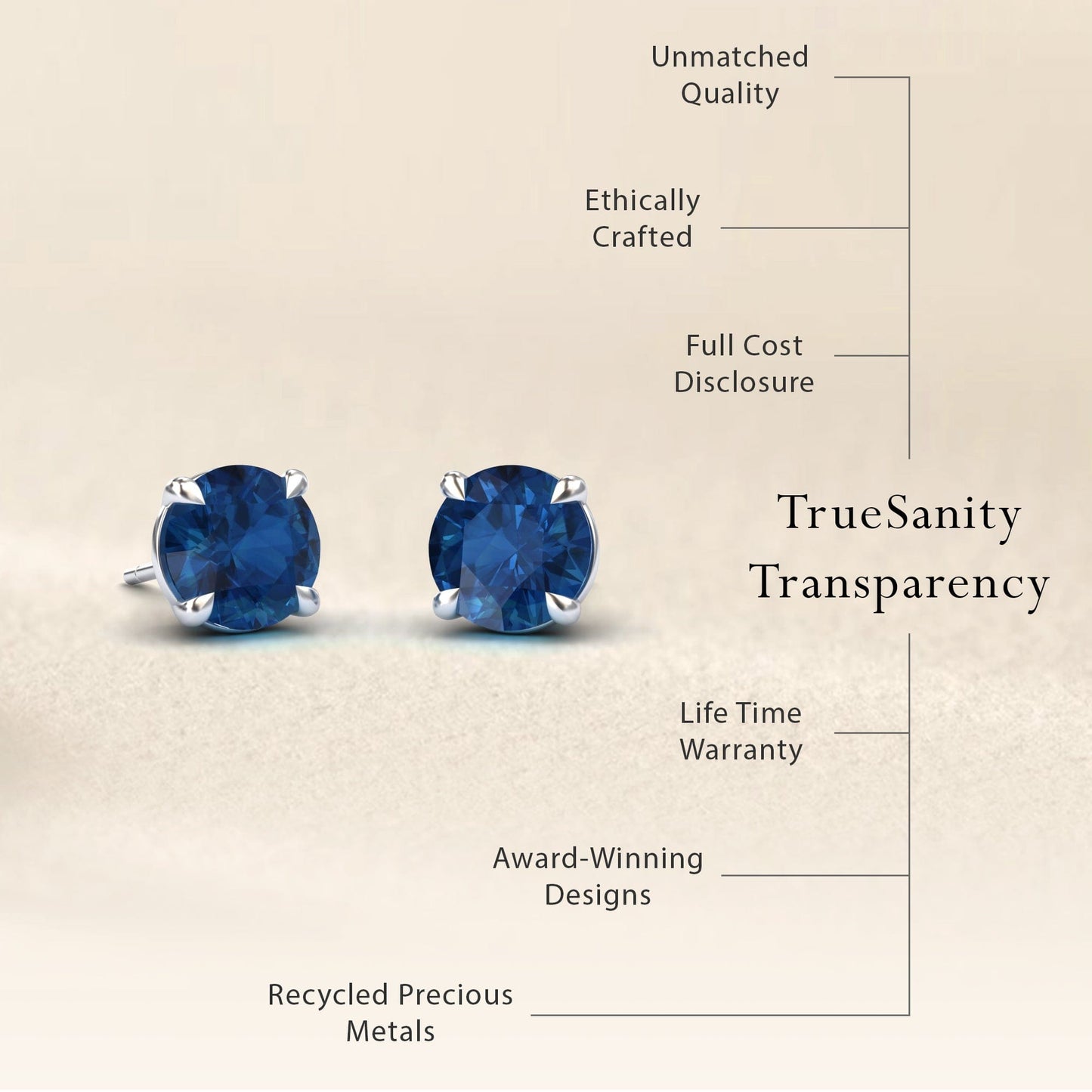 London Blue Topaz Solitaire Stud Earrings - Gauri