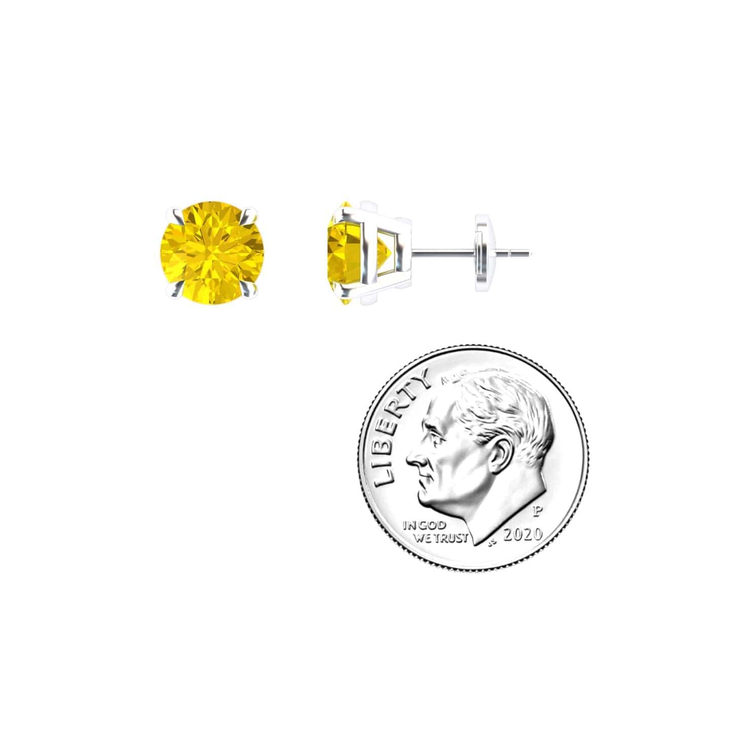 Lab Grown Yellow Sapphire Stud Earrings - Helena