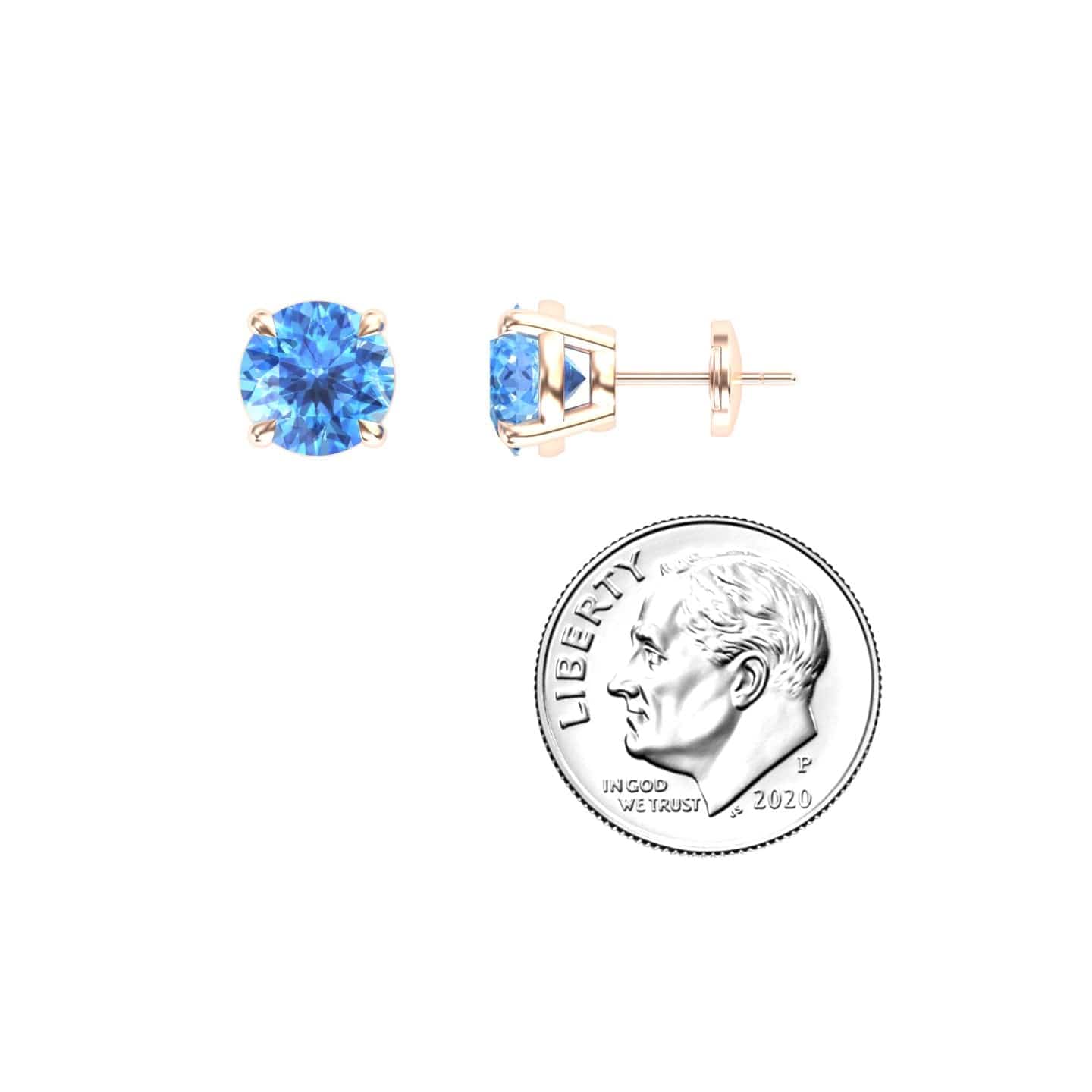 Swiss Blue Topaz Stud Earrings - Helena