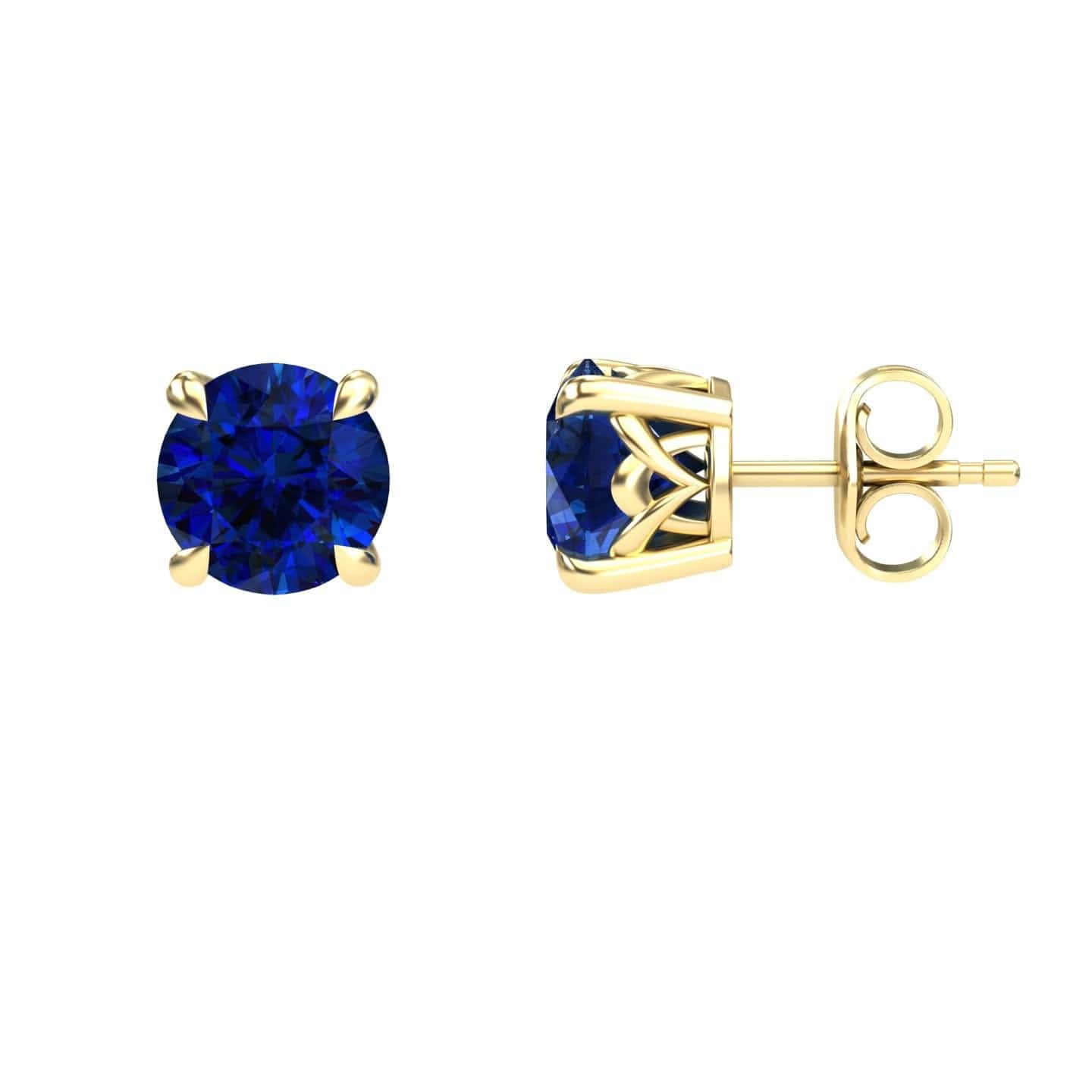 Lab Grown Blue Sapphire Solitaire Stud Earrings - Lucy