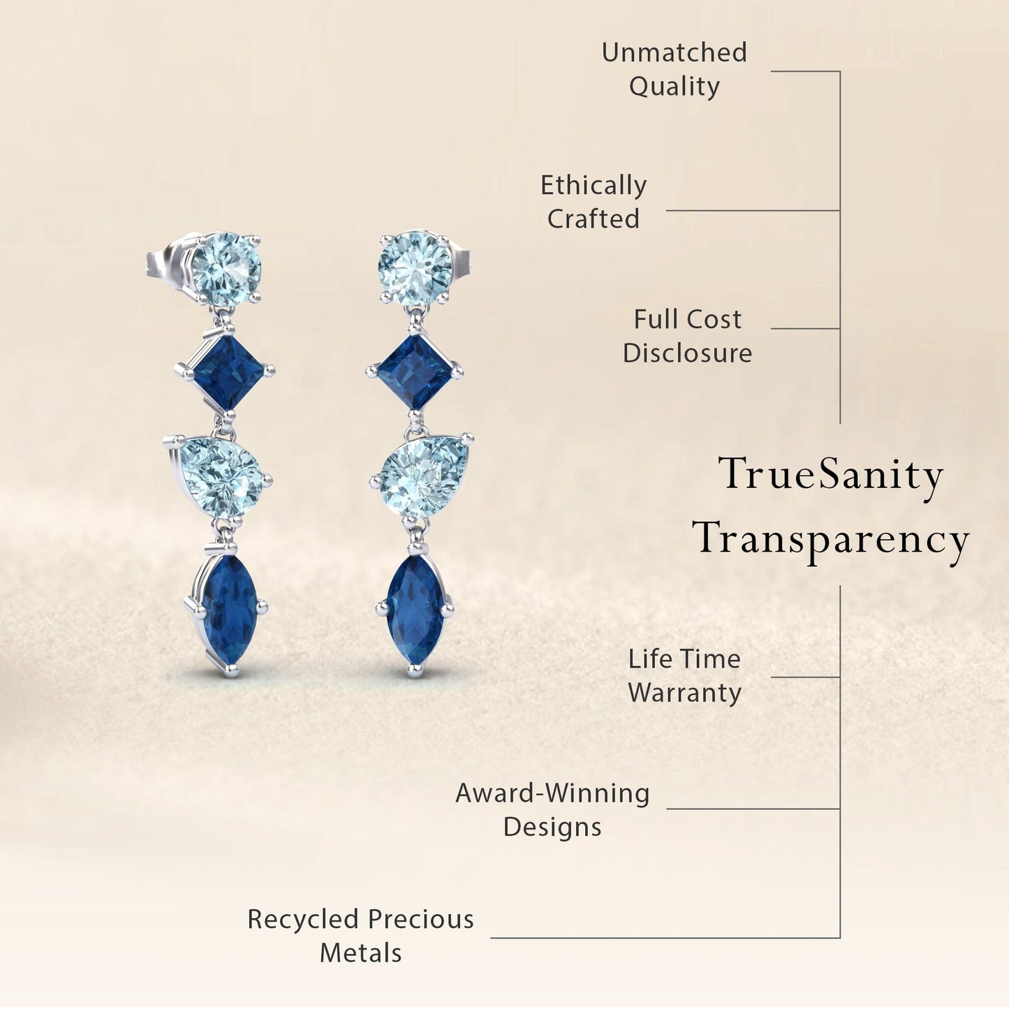 London Blue Topaz Multi-Cut Drop Earrings - Zara
