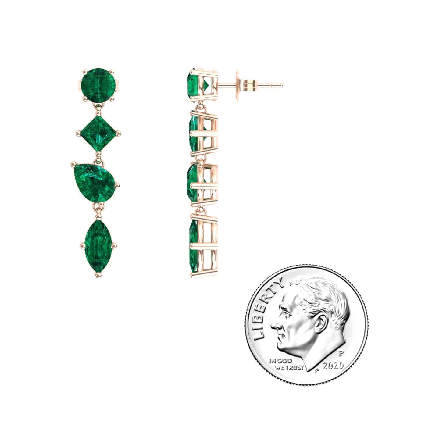 Lab Grown Emerald Multi-Cut Drop Earrings - Zara