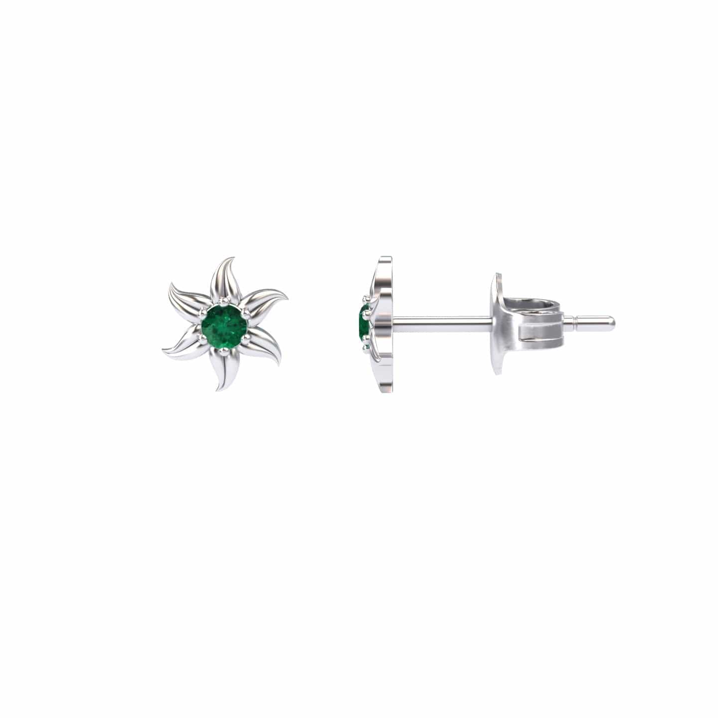 Emerald Floral Stud Earrings - Gia