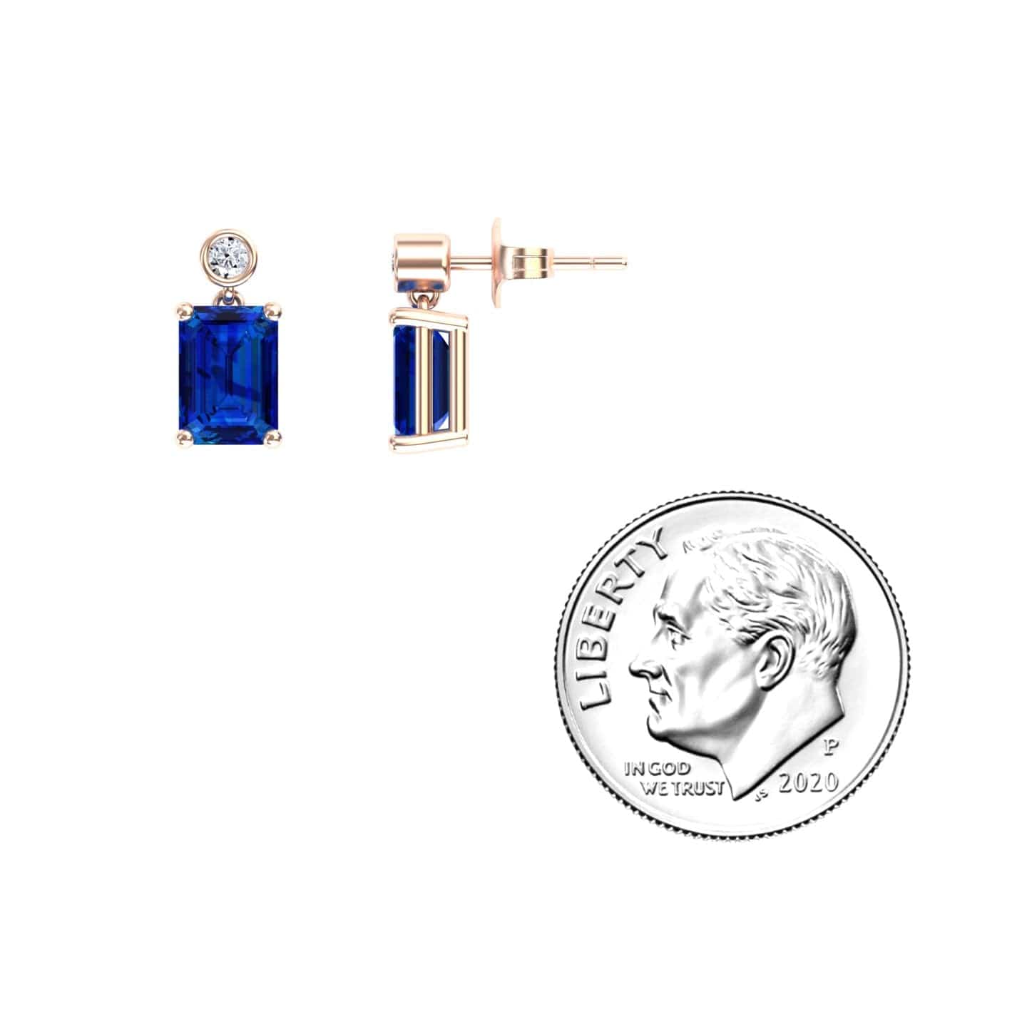 Lab Grown Blue Sapphire & White Diamond Drop Earrings - Gracia