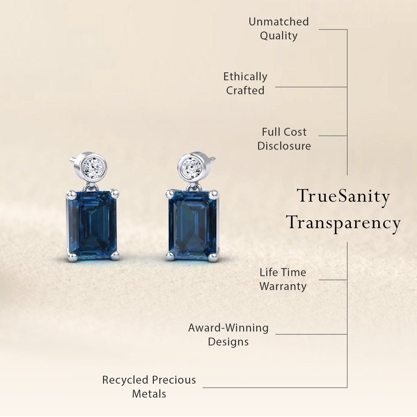 London Blue Topaz & White Diamond Drop Earrings - Gracia