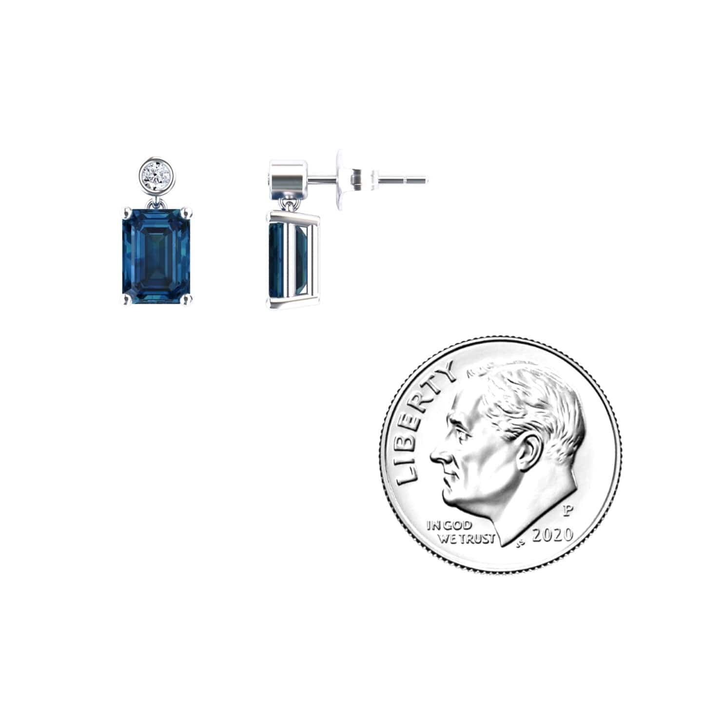 London Blue Topaz & White Diamond Drop Earrings - Gracia