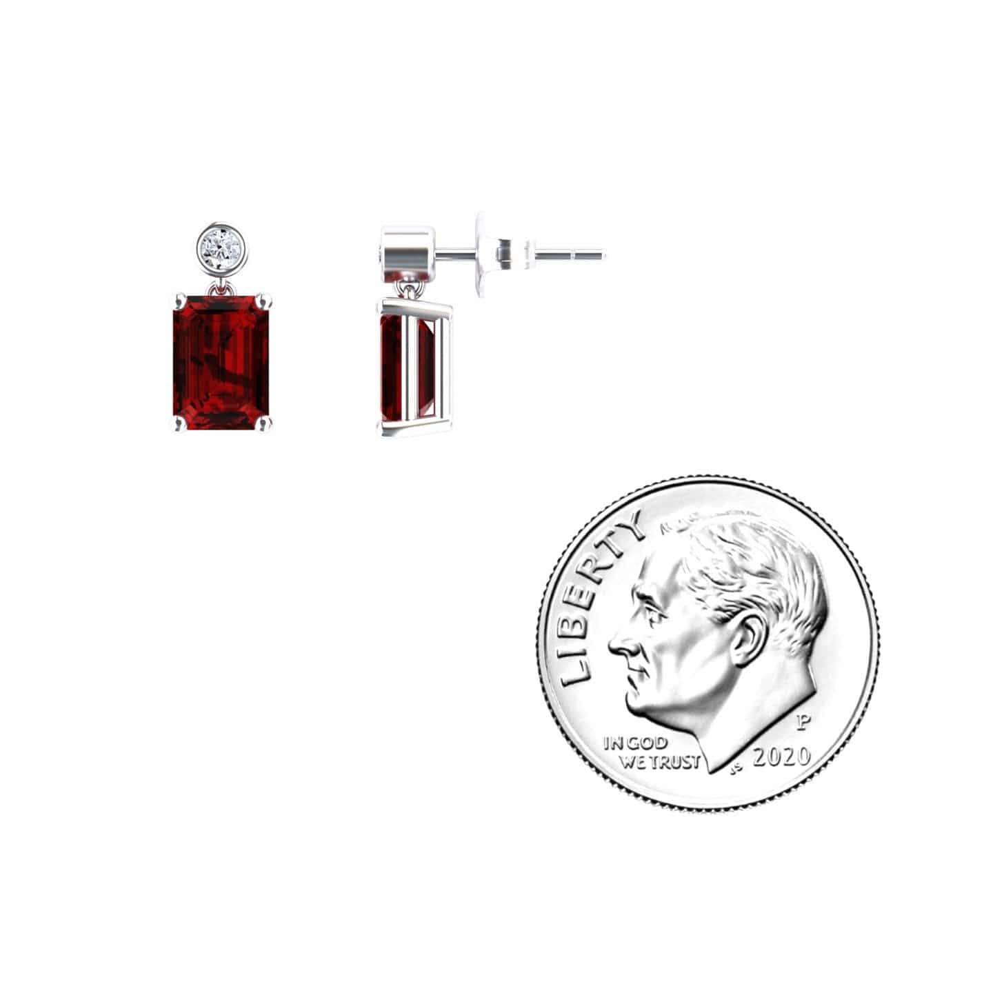 Lab Grown Ruby & White Diamond Drop Earrings - Gracia