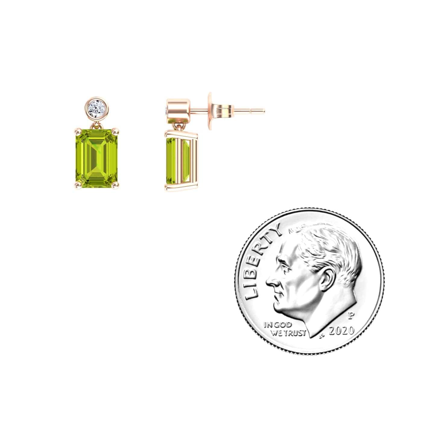 Peridot & White Diamond Drop Earrings - Gracia