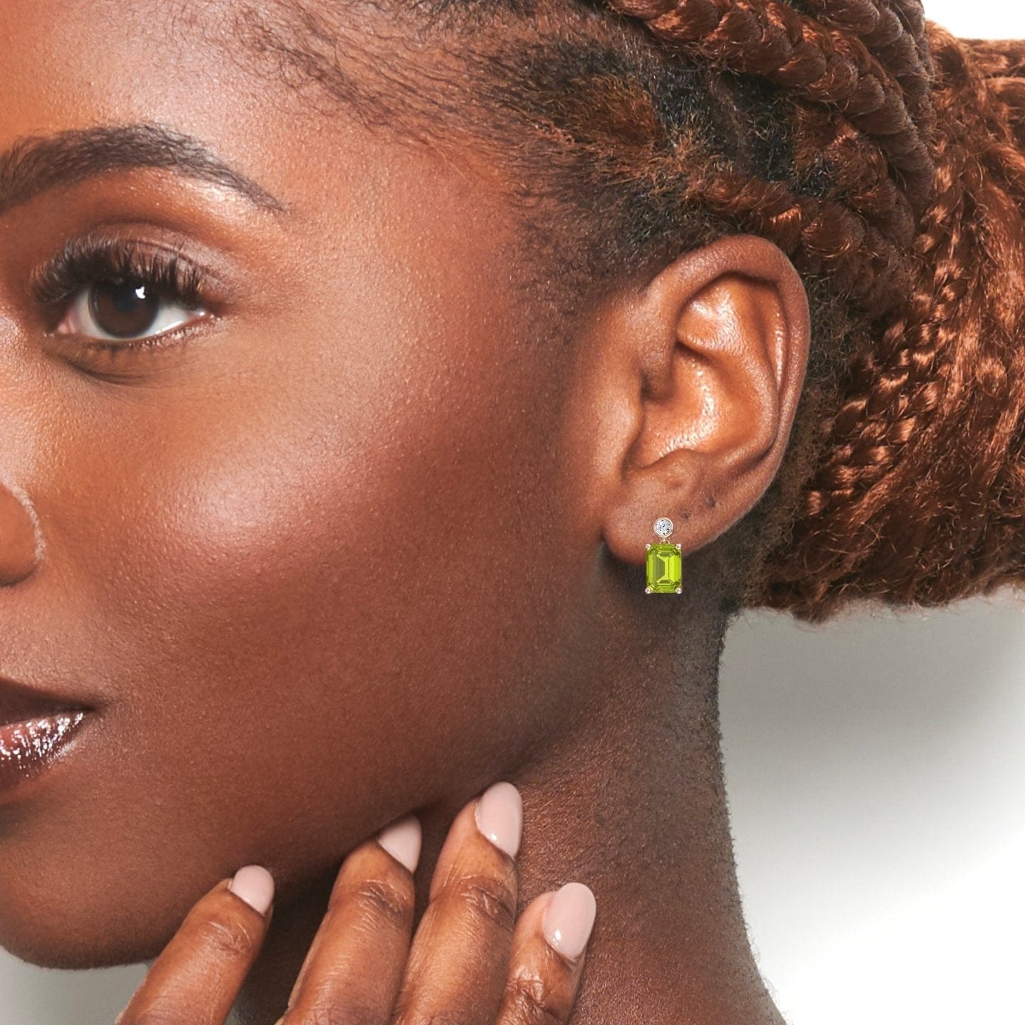 Peridot & White Diamond Drop Earrings - Gracia
