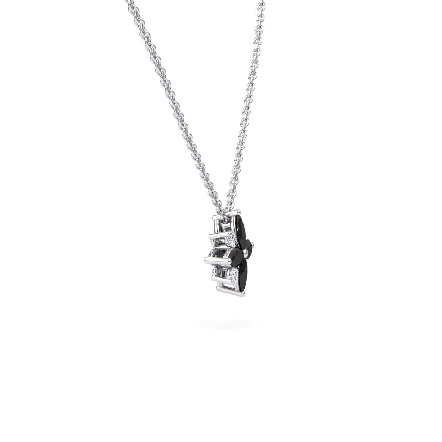 Black & White Diamond Flower Necklace - Keira