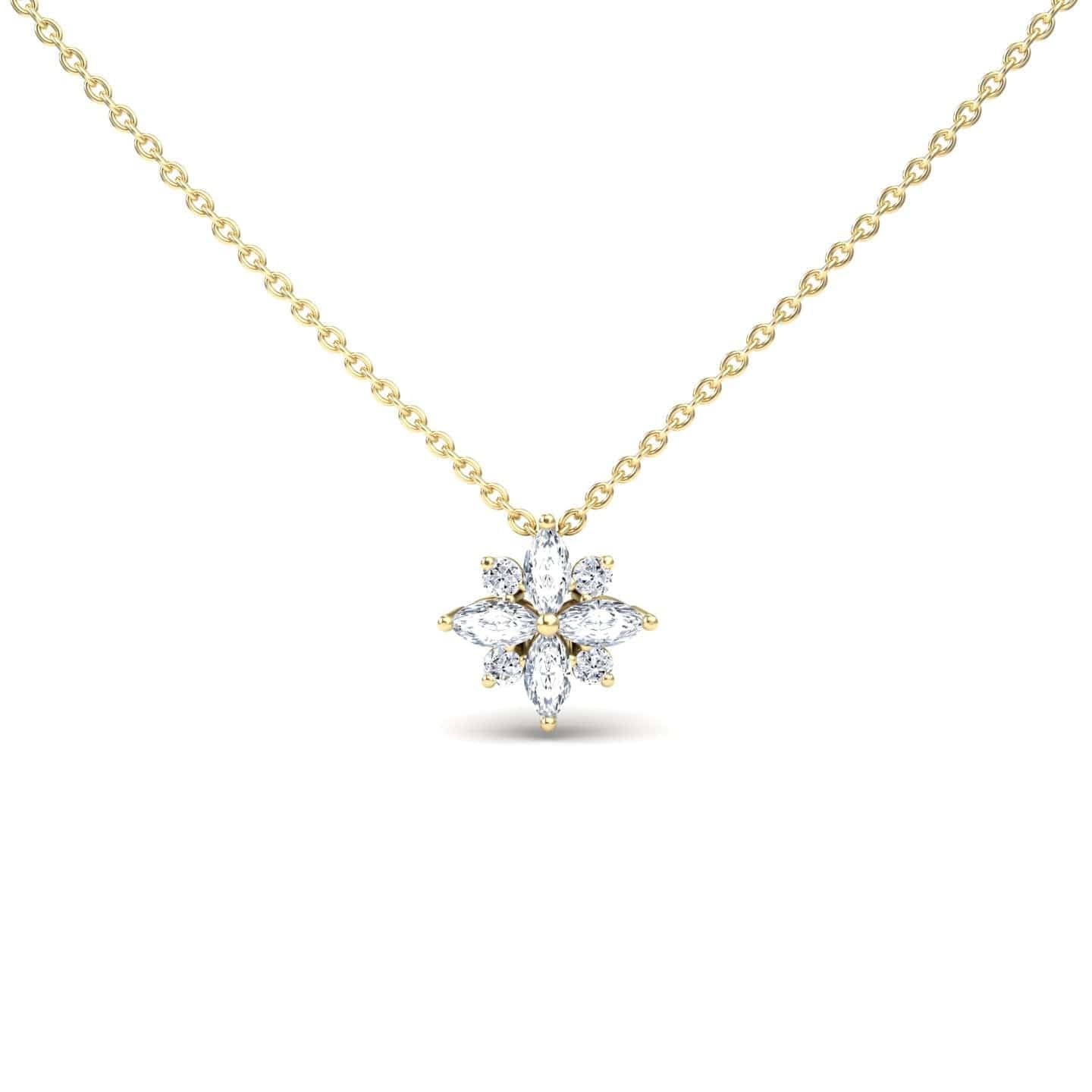 White Diamond Flower Necklace - Keira