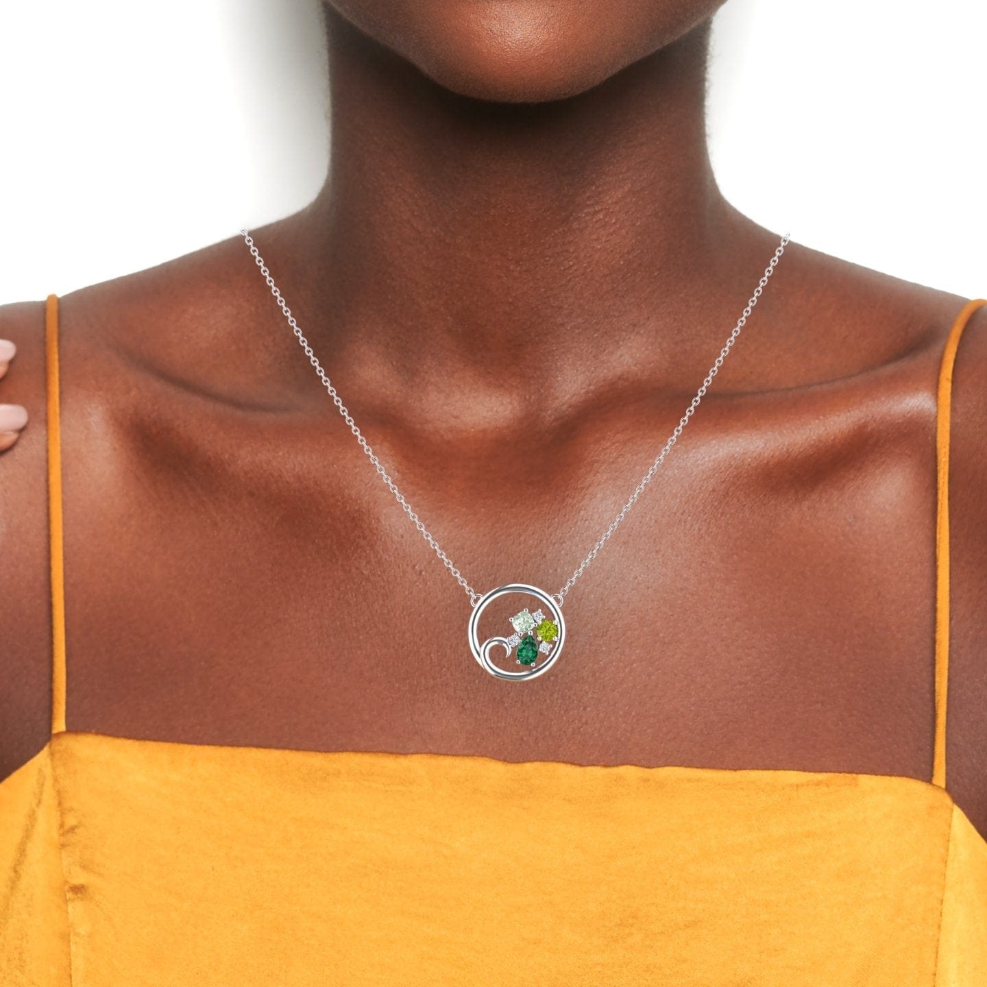 Emerald,Green Amethyst & Peridot Ocean's Embrace Necklace - Nina