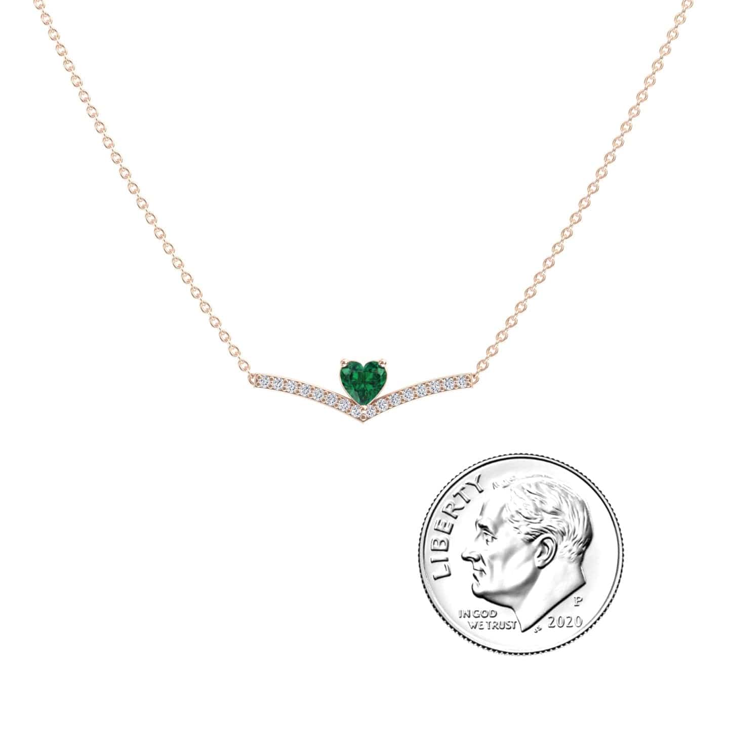 Lab Grown Emerald & Diamond Chevron Necklace - Summer