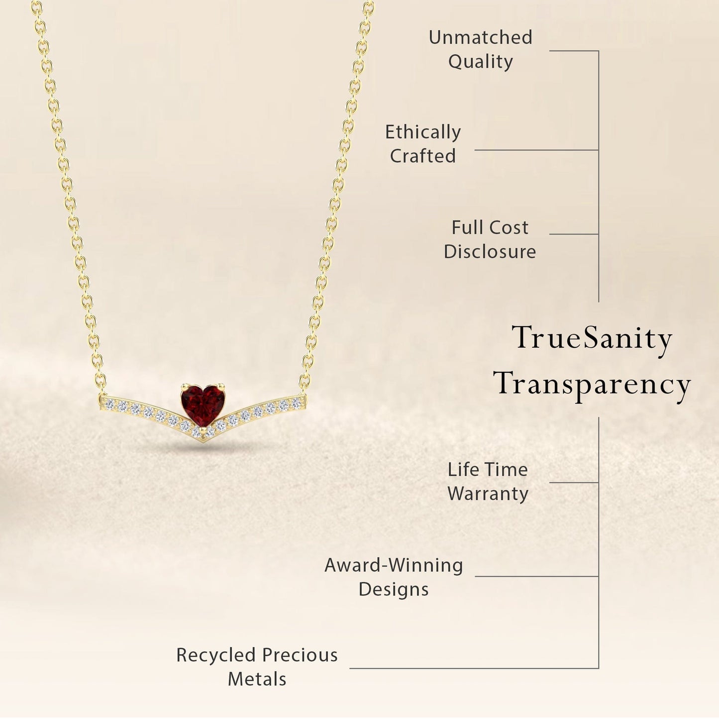 Lab Grown Ruby & Diamond Chevron Necklace - Summer