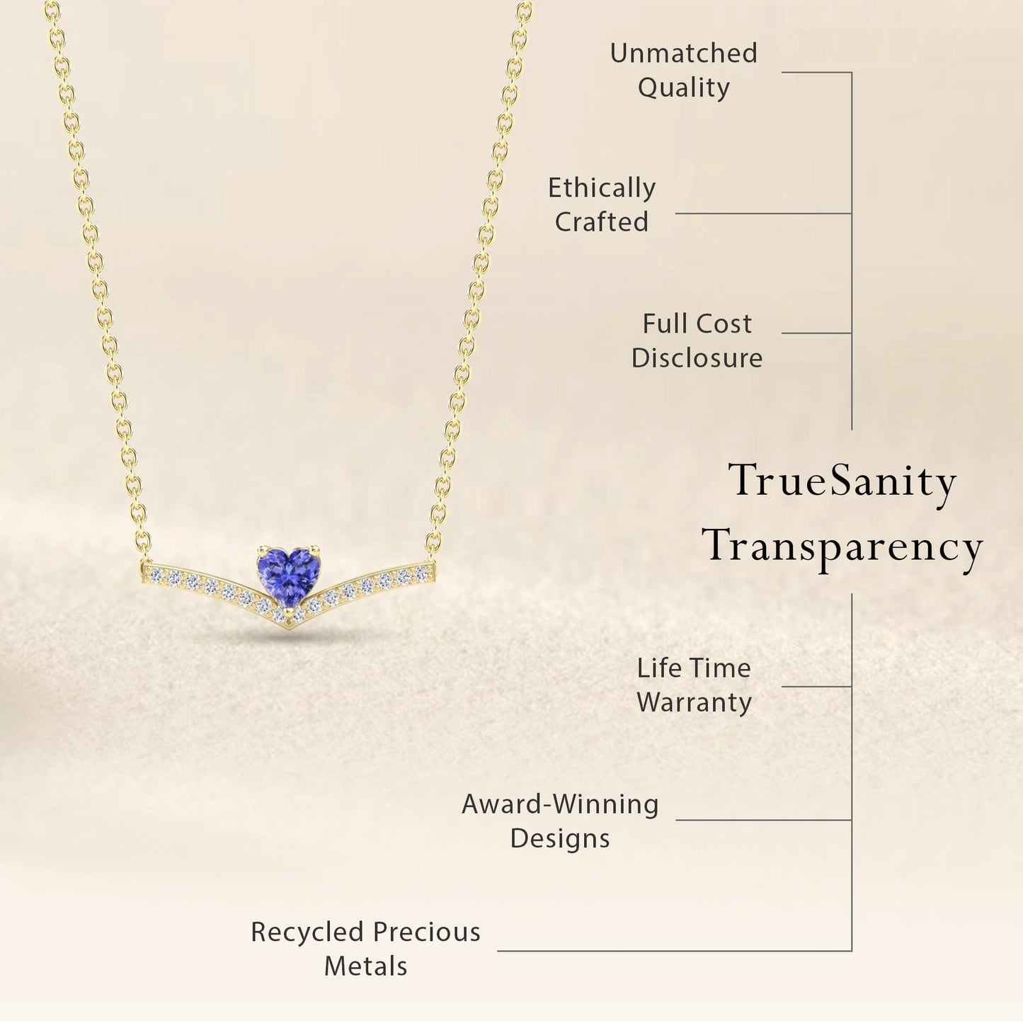 Tanzanite & Diamond Chevron Necklace - Summer