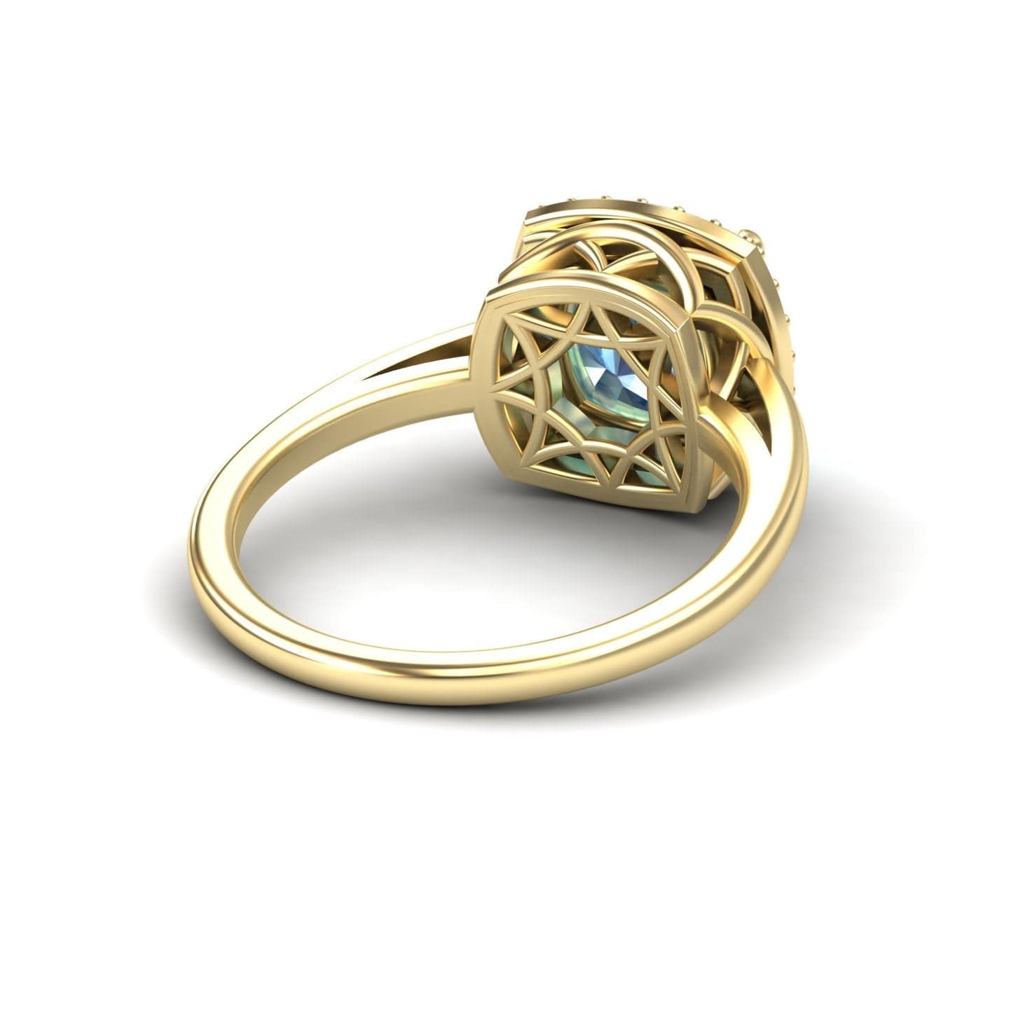 Swiss Blue Topaz & Diamond Halo Ring - Ziva