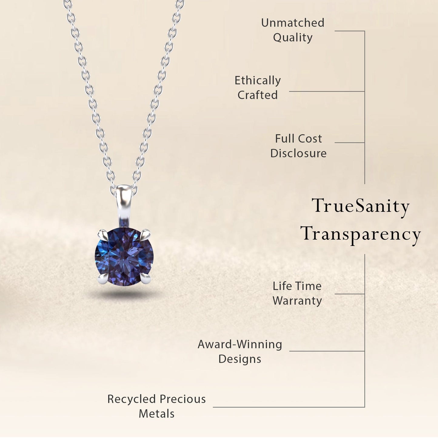 Lab Grown Alexandrite Solitaire Necklace - Aaradhya