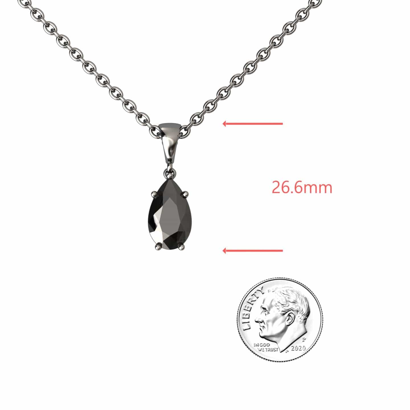 Black Diamond Four Prong Solitaire Necklace - Kirsten