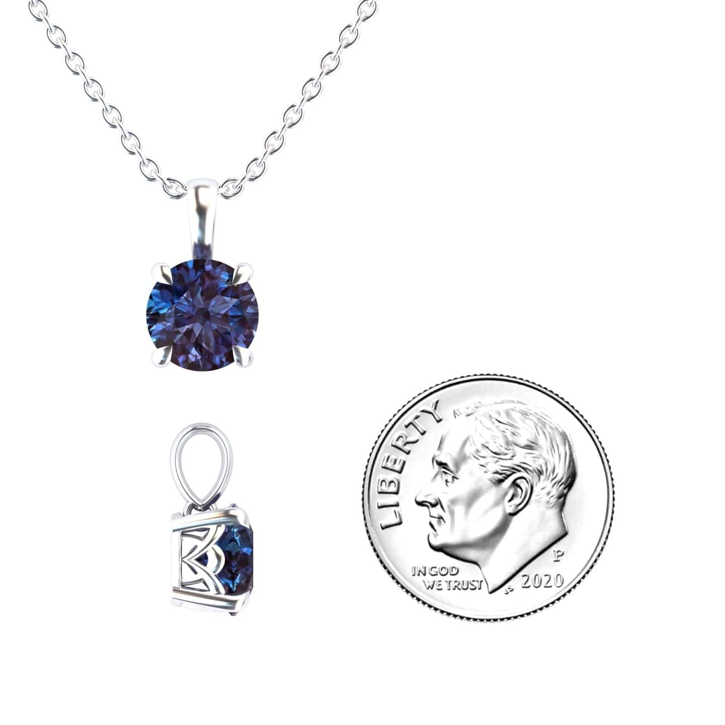 Lab Grown Alexandrite Solitaire Necklace - Aaradhya