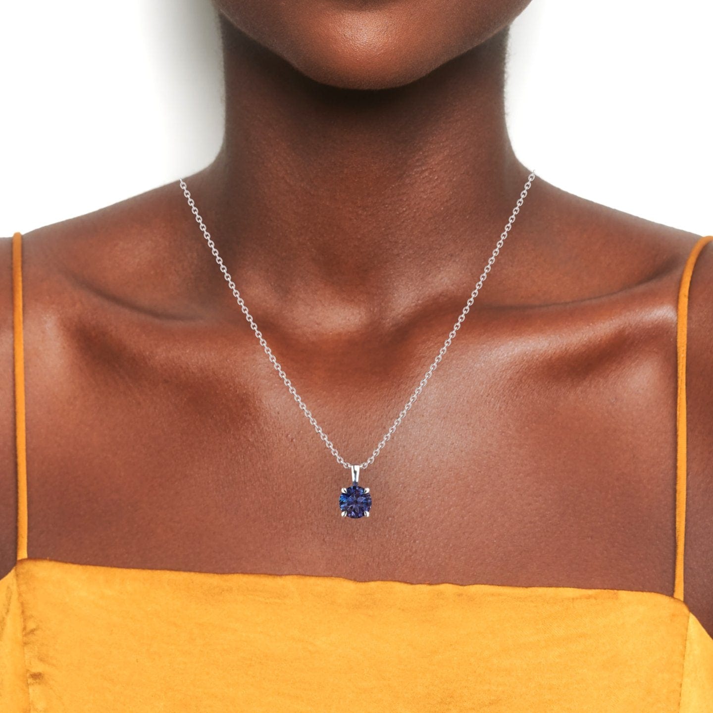 Lab Grown Alexandrite Solitaire Necklace - Aaradhya