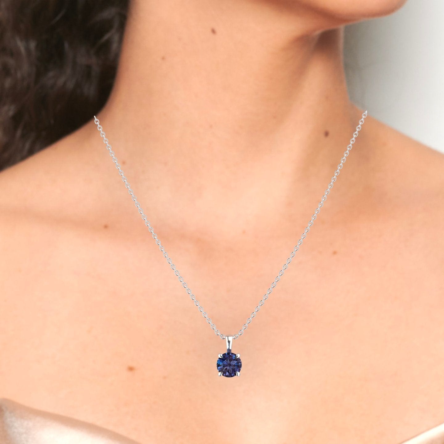 Lab Grown Alexandrite Solitaire Necklace - Aaradhya