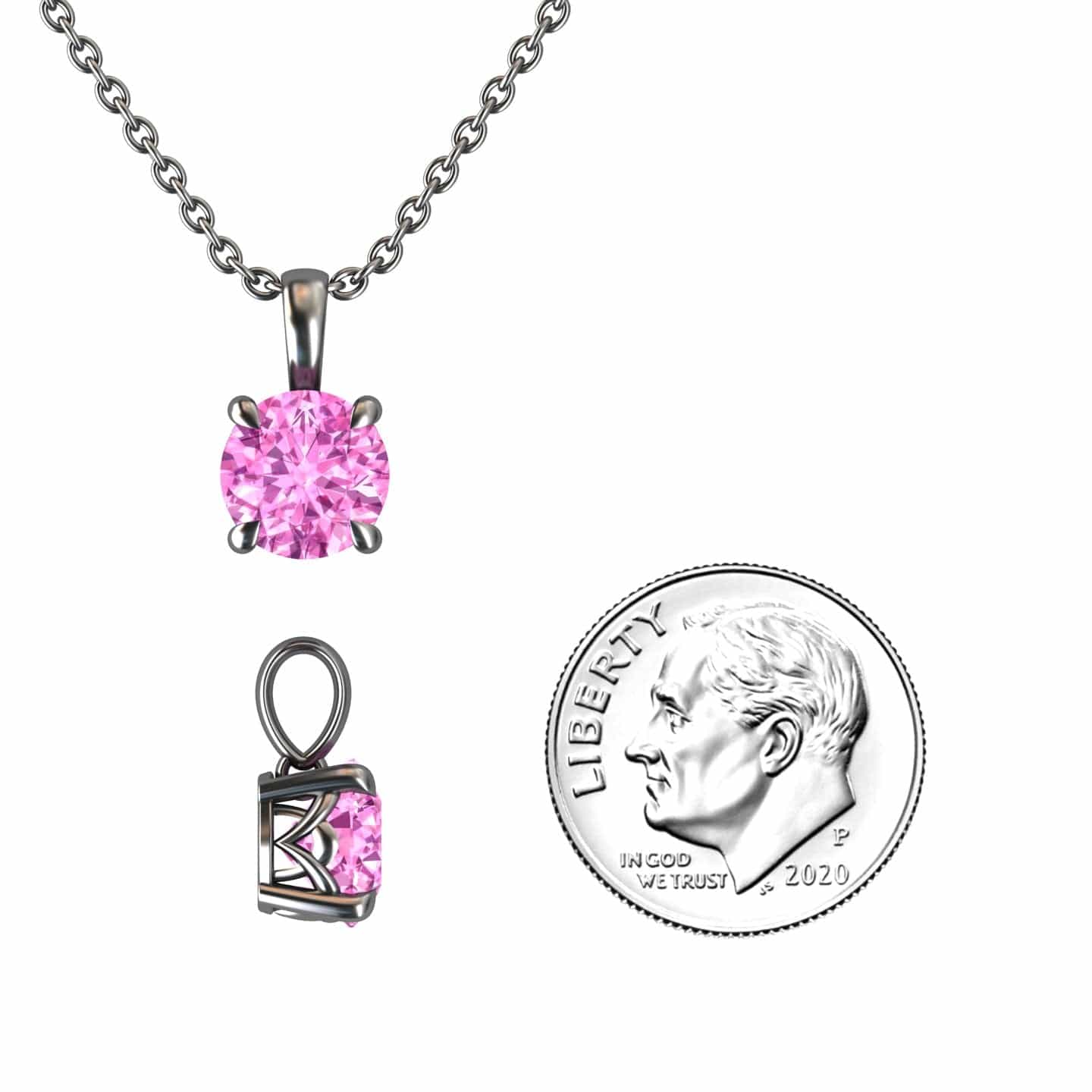 Lab Grown Pink Sapphire Solitaire Necklace - Aaradhya