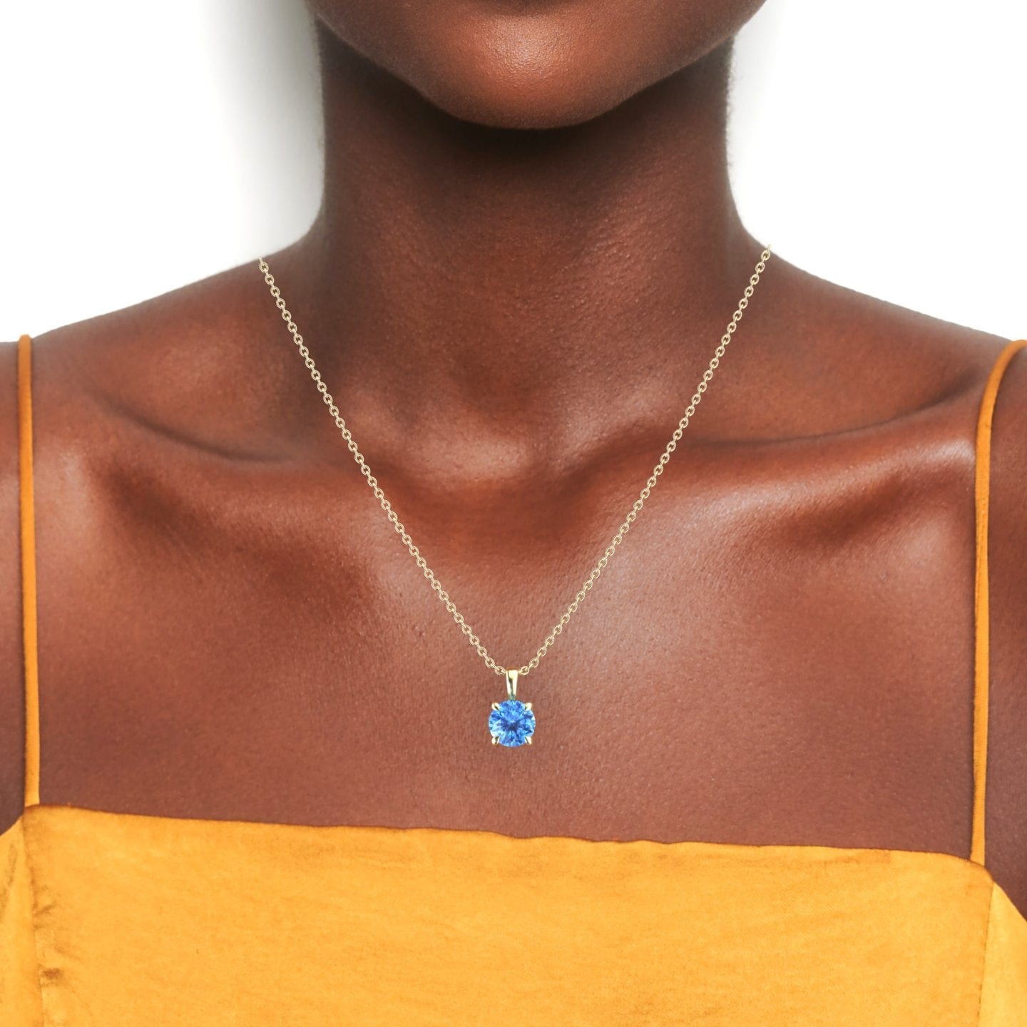 Swiss Blue Topaz Solitaire Necklace - Aaradhya