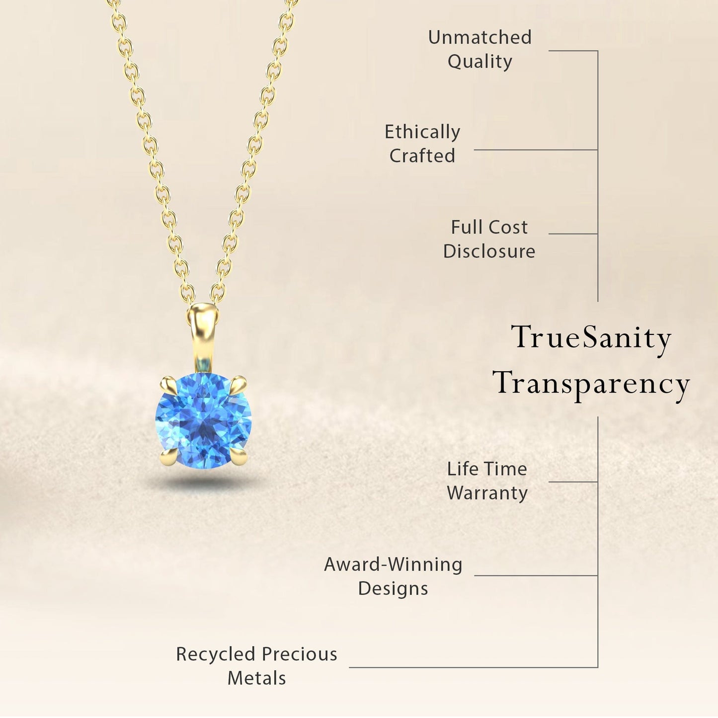 Swiss Blue Topaz Solitaire Necklace - Aaradhya