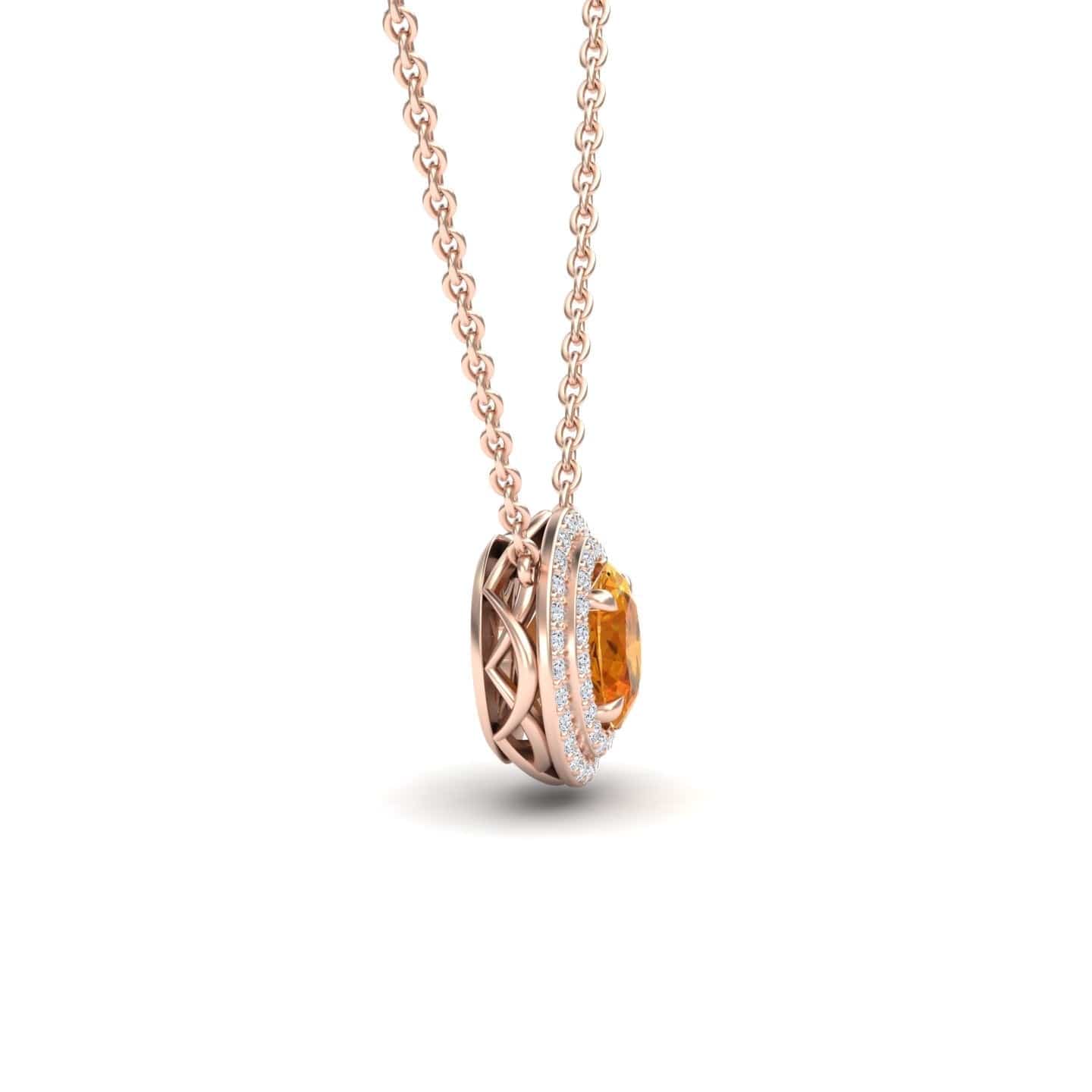 Citrine & Diamond Double Halo Necklace - Abril