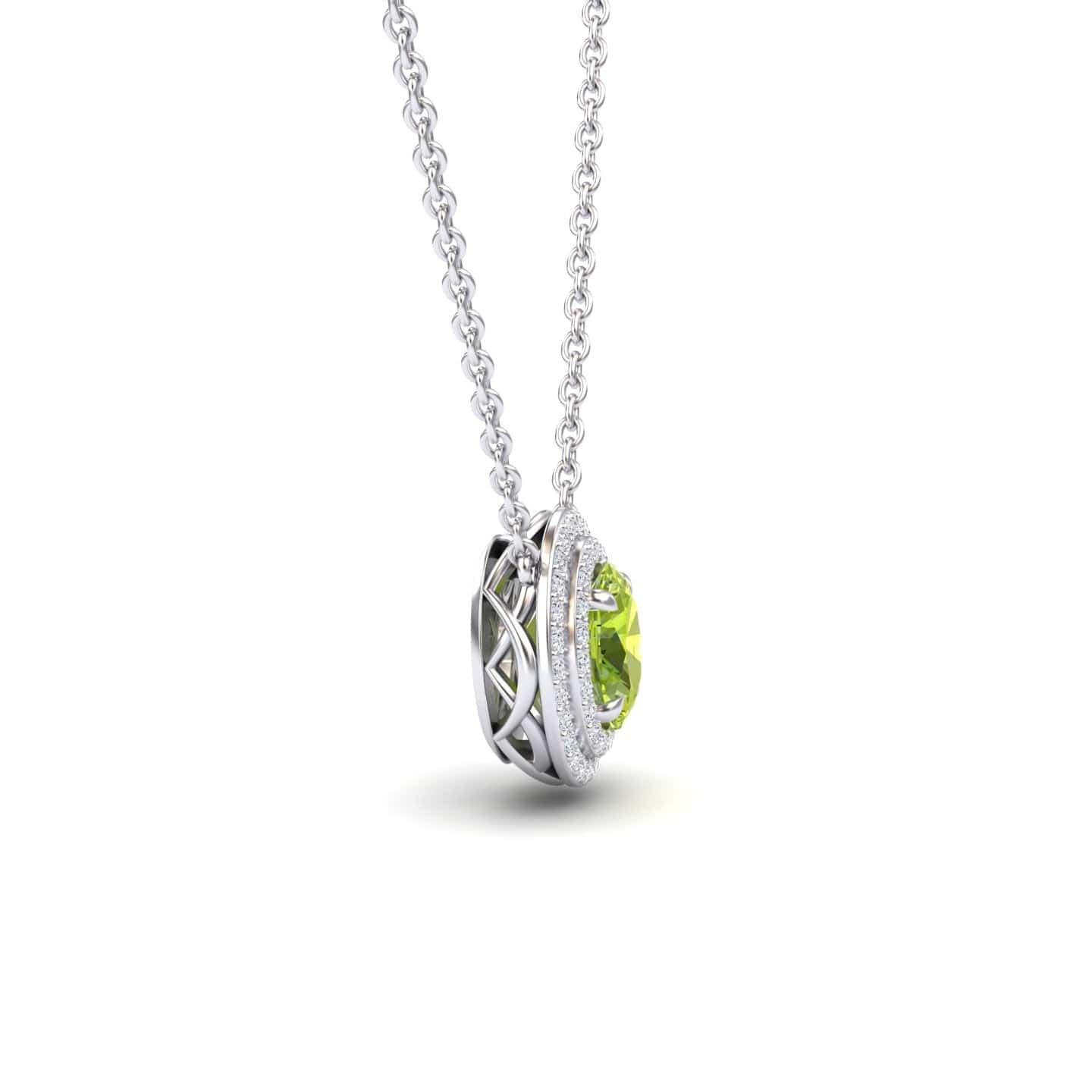Peridot & Diamond Double Halo Necklace - Abril