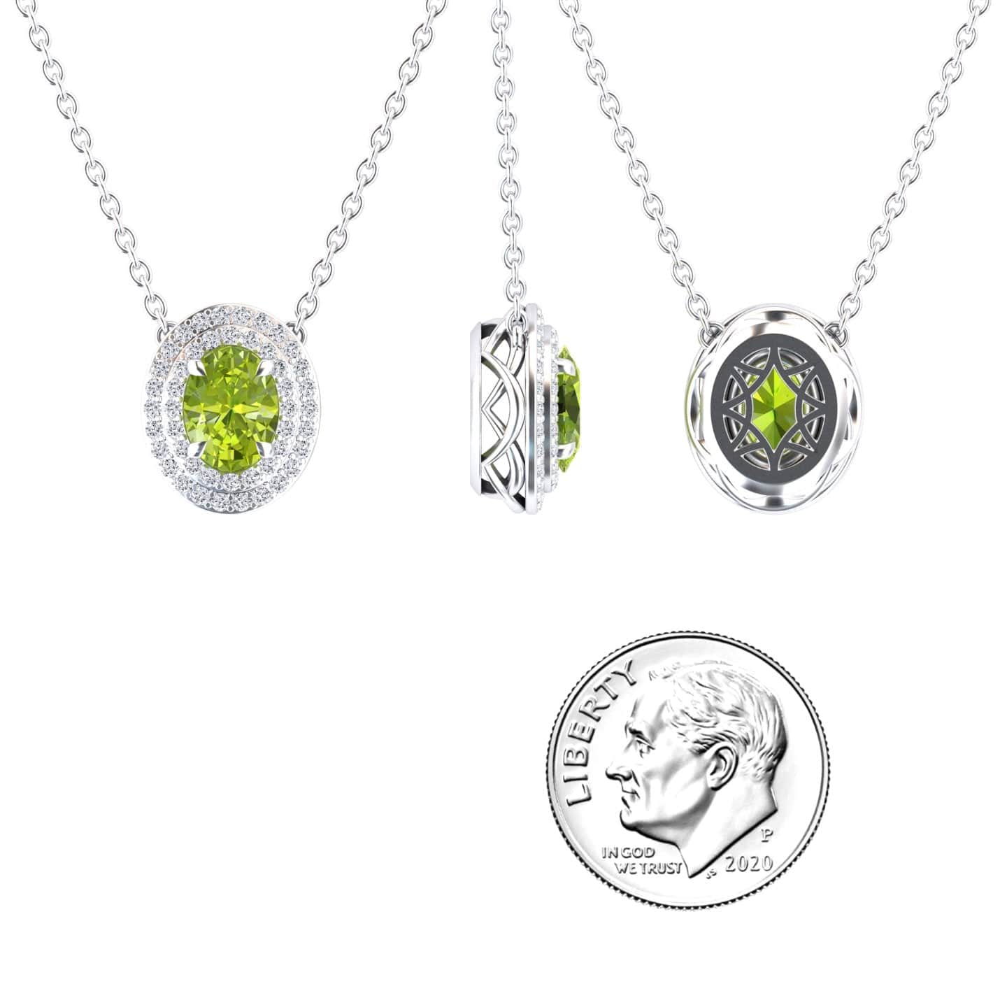 Peridot & Diamond Double Halo Necklace - Abril