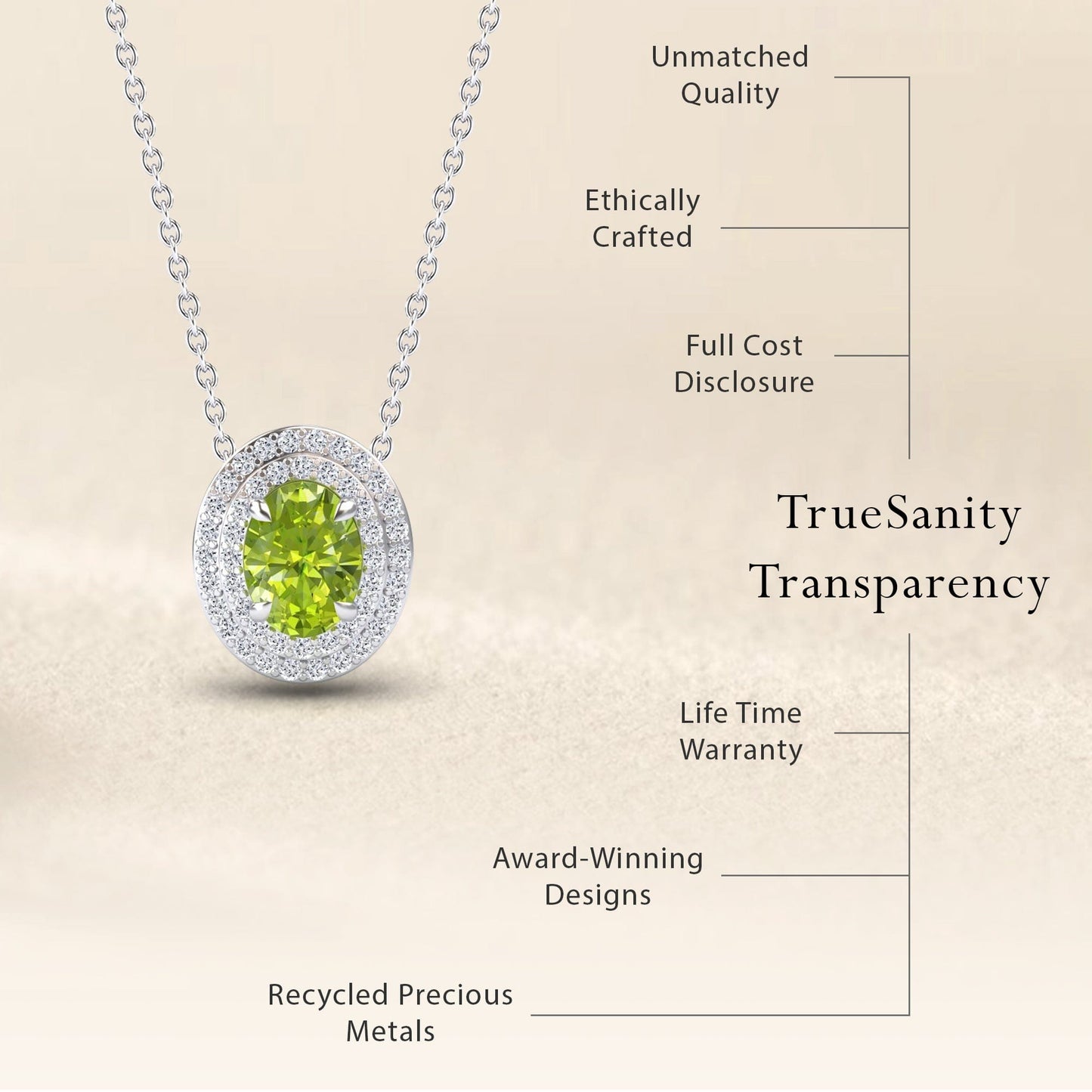 Peridot & Diamond Double Halo Necklace - Abril