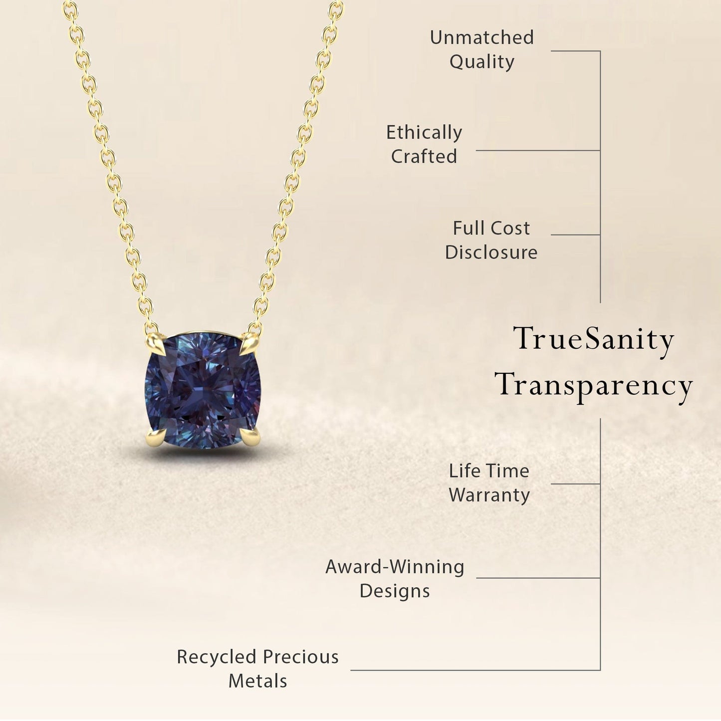 Lab Grown Alexandrite Solitaire Necklace - Breanna