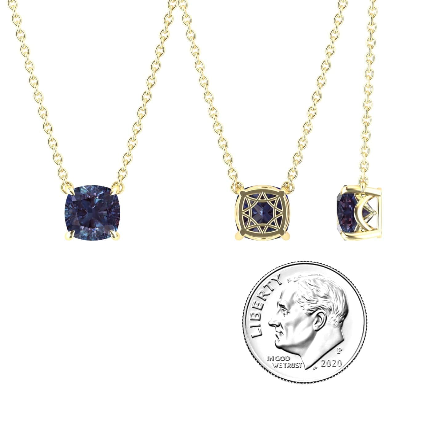 Lab Grown Alexandrite Solitaire Necklace - Breanna