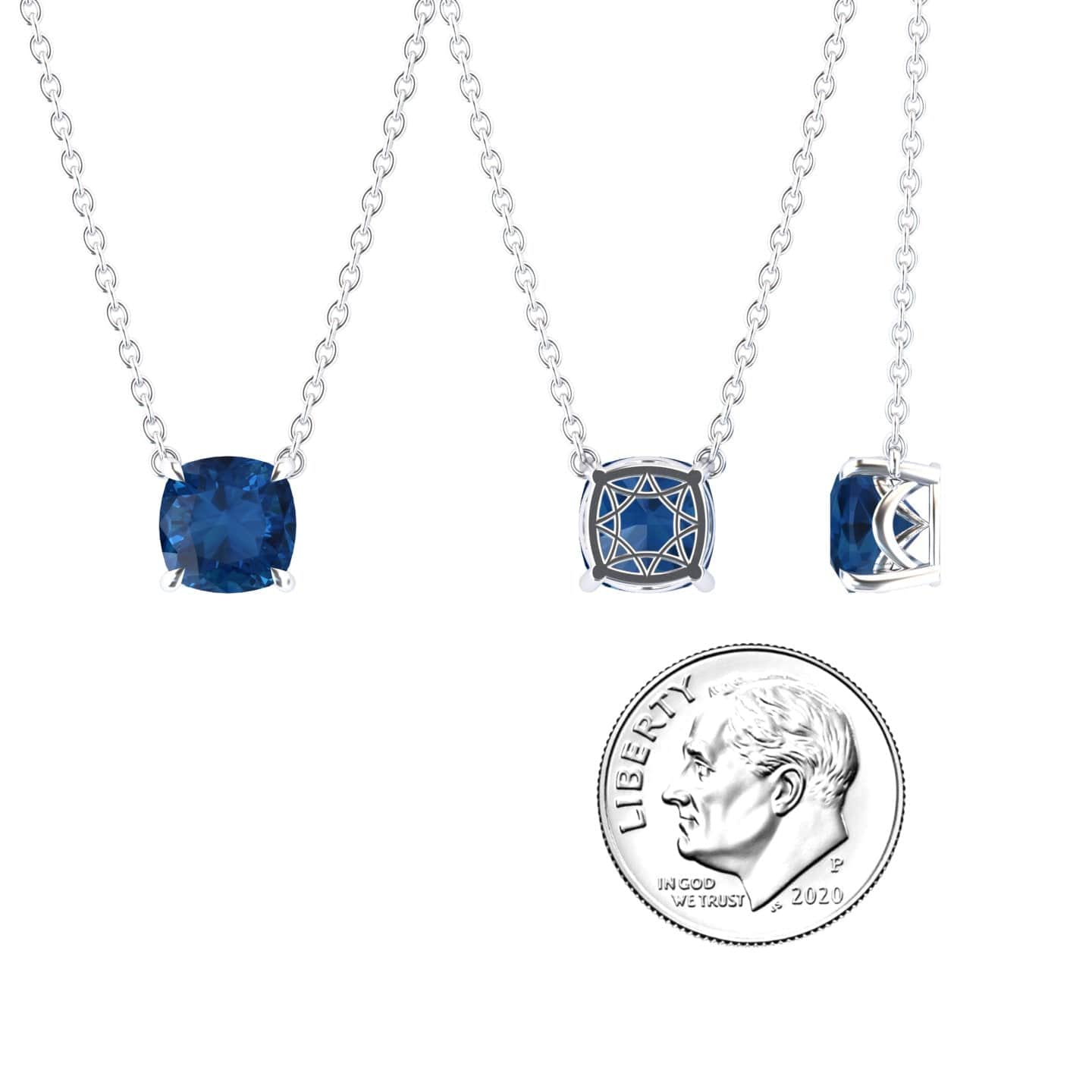 Lab Grown Blue Sapphire Solitaire Necklace - Breanna