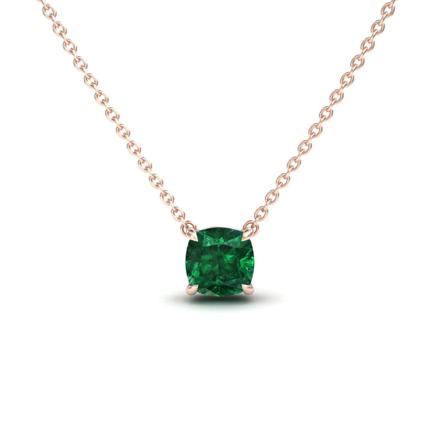 Lab Grown Emerald Solitaire Necklace - Breanna