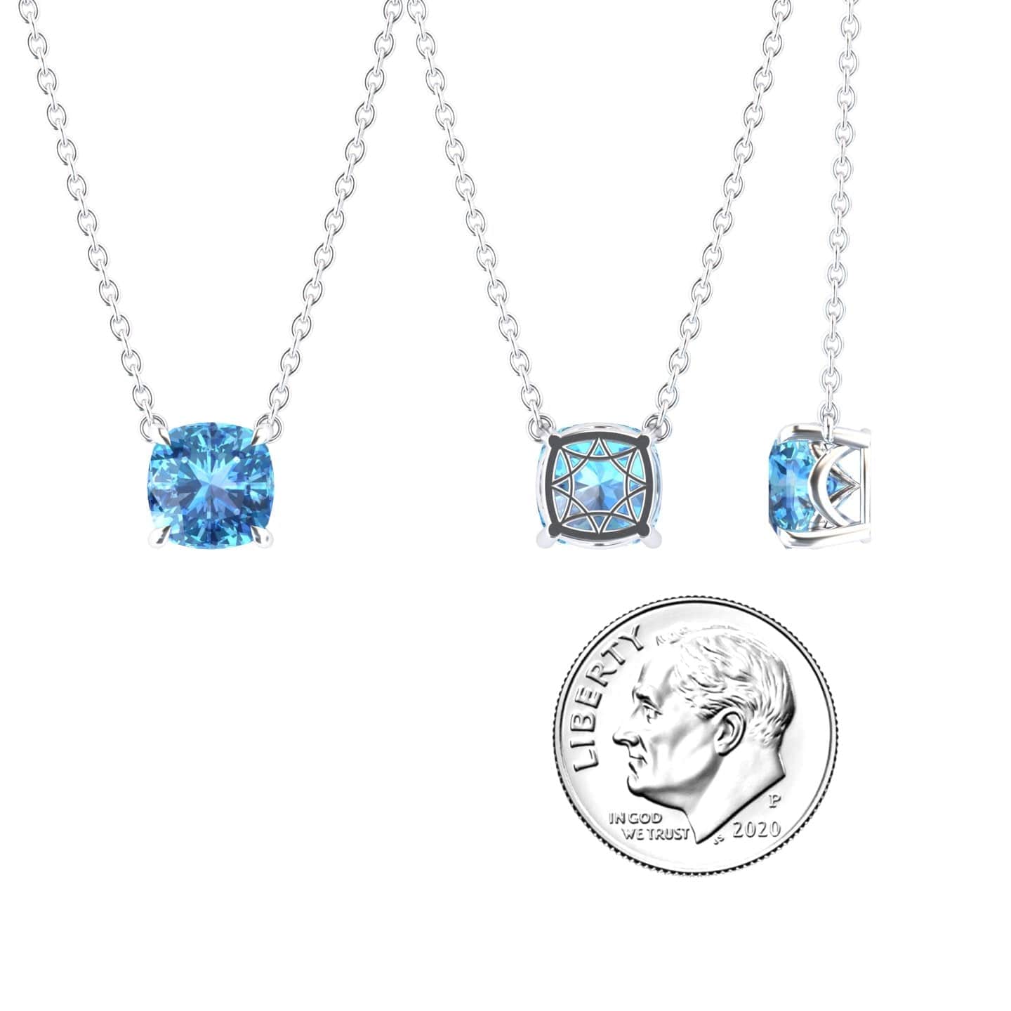 Swiss Blue Topaz Solitaire Necklace - Breanna