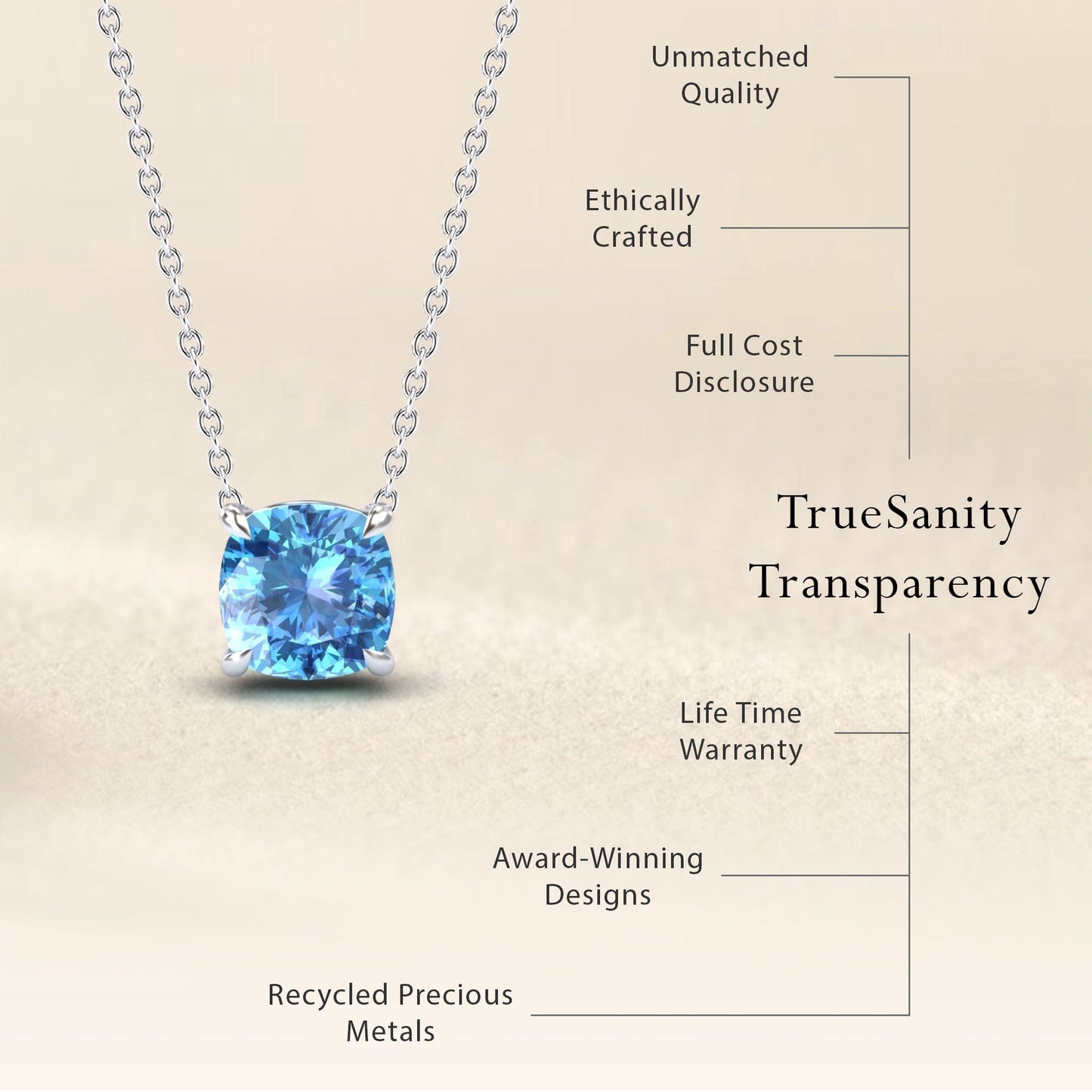 Swiss Blue Topaz Solitaire Necklace - Breanna