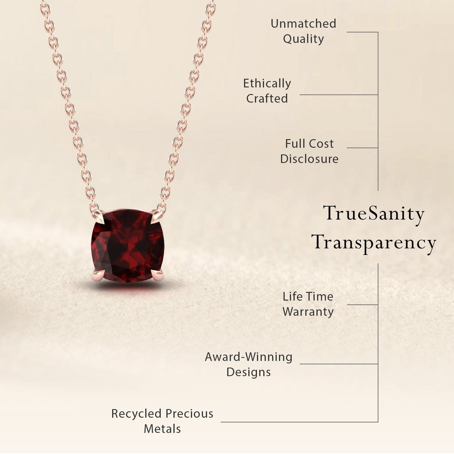 Garnet Solitaire Necklace - Breanna