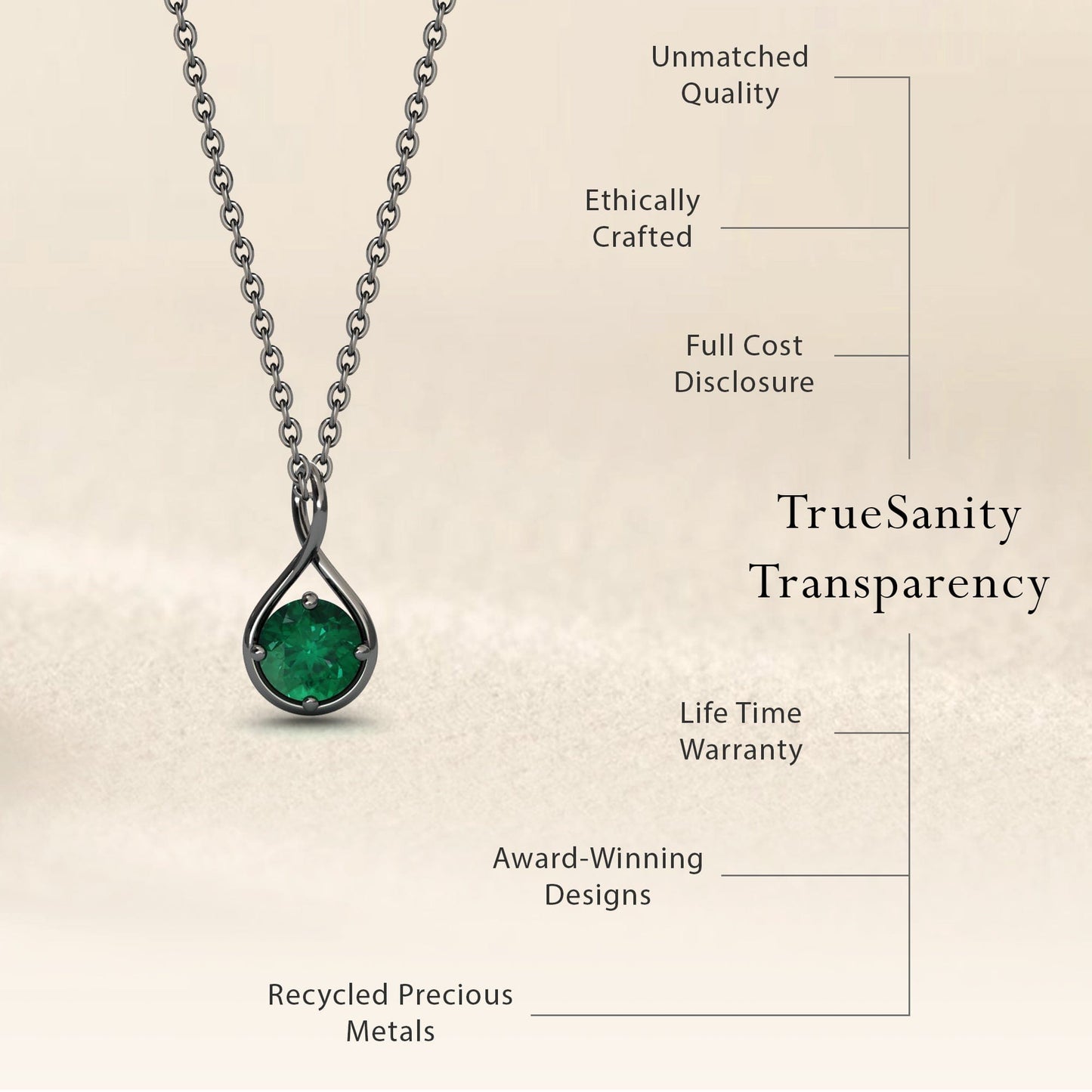 Emerald Infinity Teardrop Necklace - Paulina