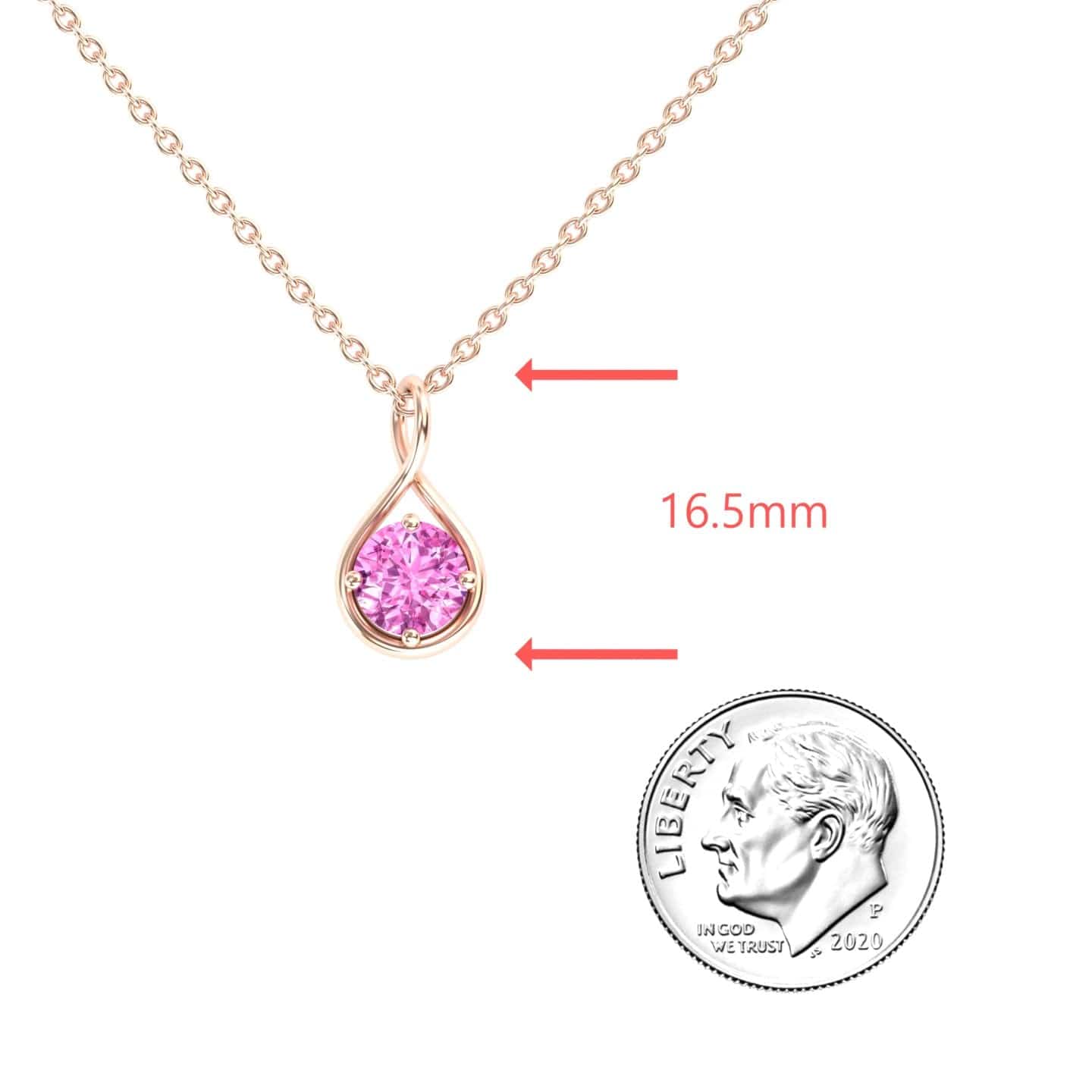 Lab Grown Pink Sapphire Infinity Teardrop Necklace - Paulina