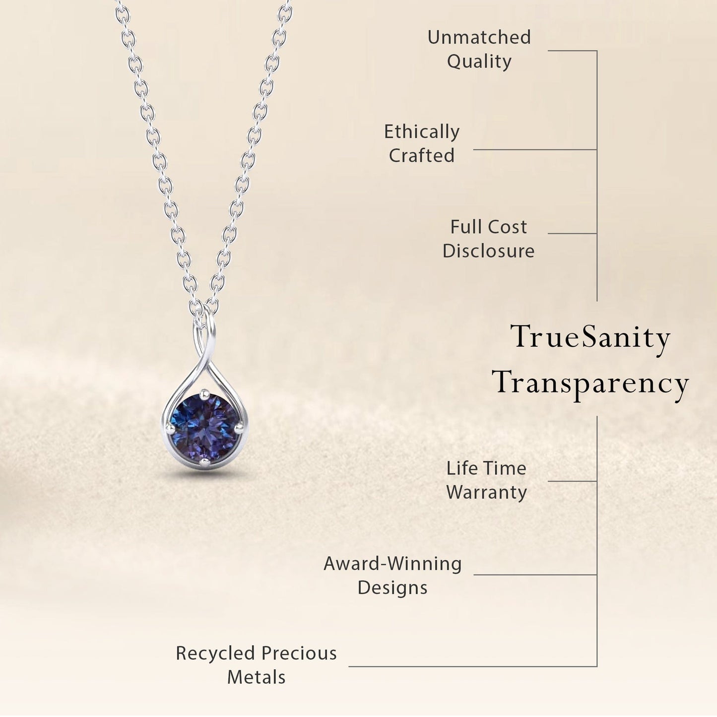 Lab Grown Alexandrite Infinity Teardrop Necklace - Paulina